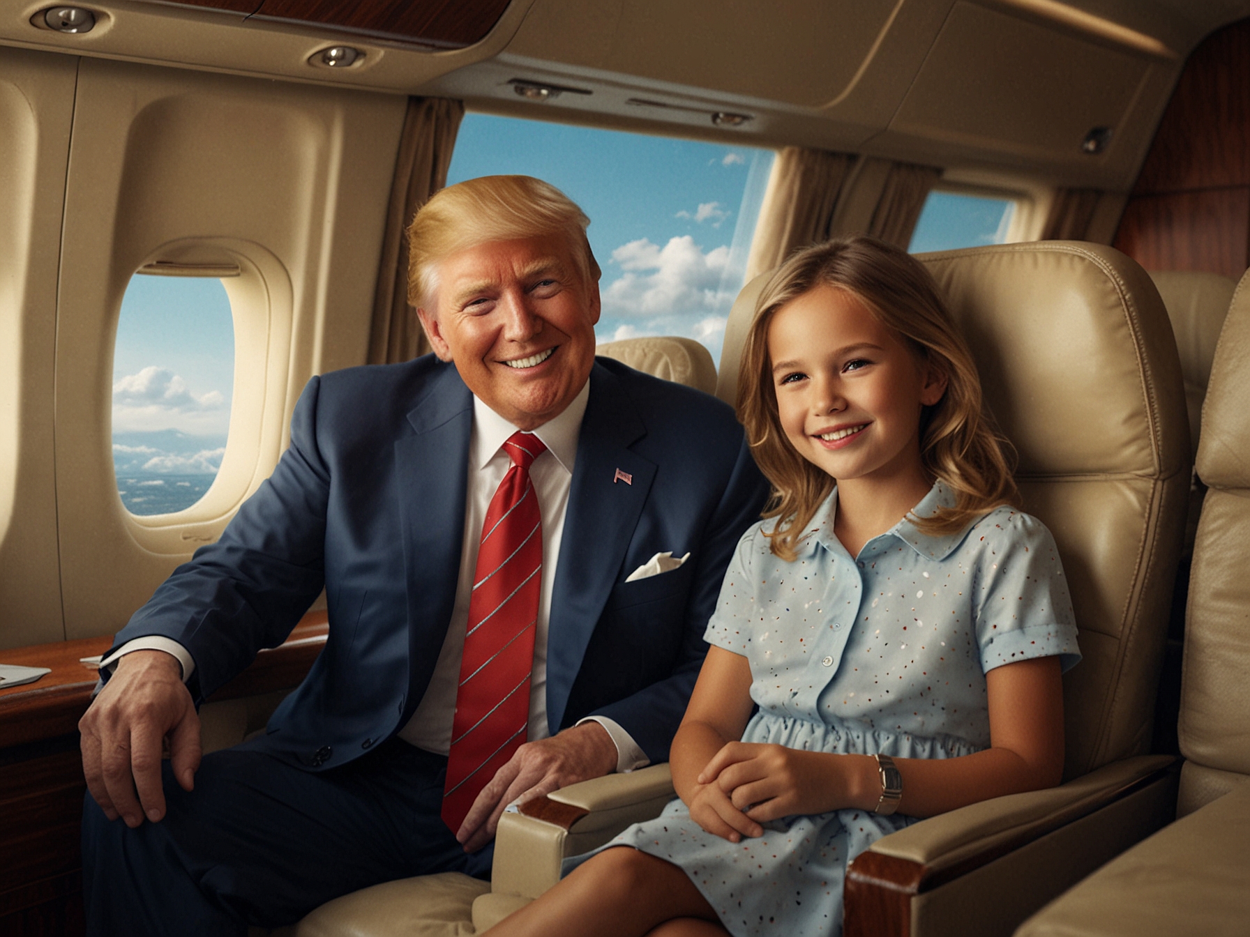 A serene scene of Kai Trump enjoying a sunny day with her grandfather on the golf course, symbolizing familial bonds and the curated lifestyle they share.