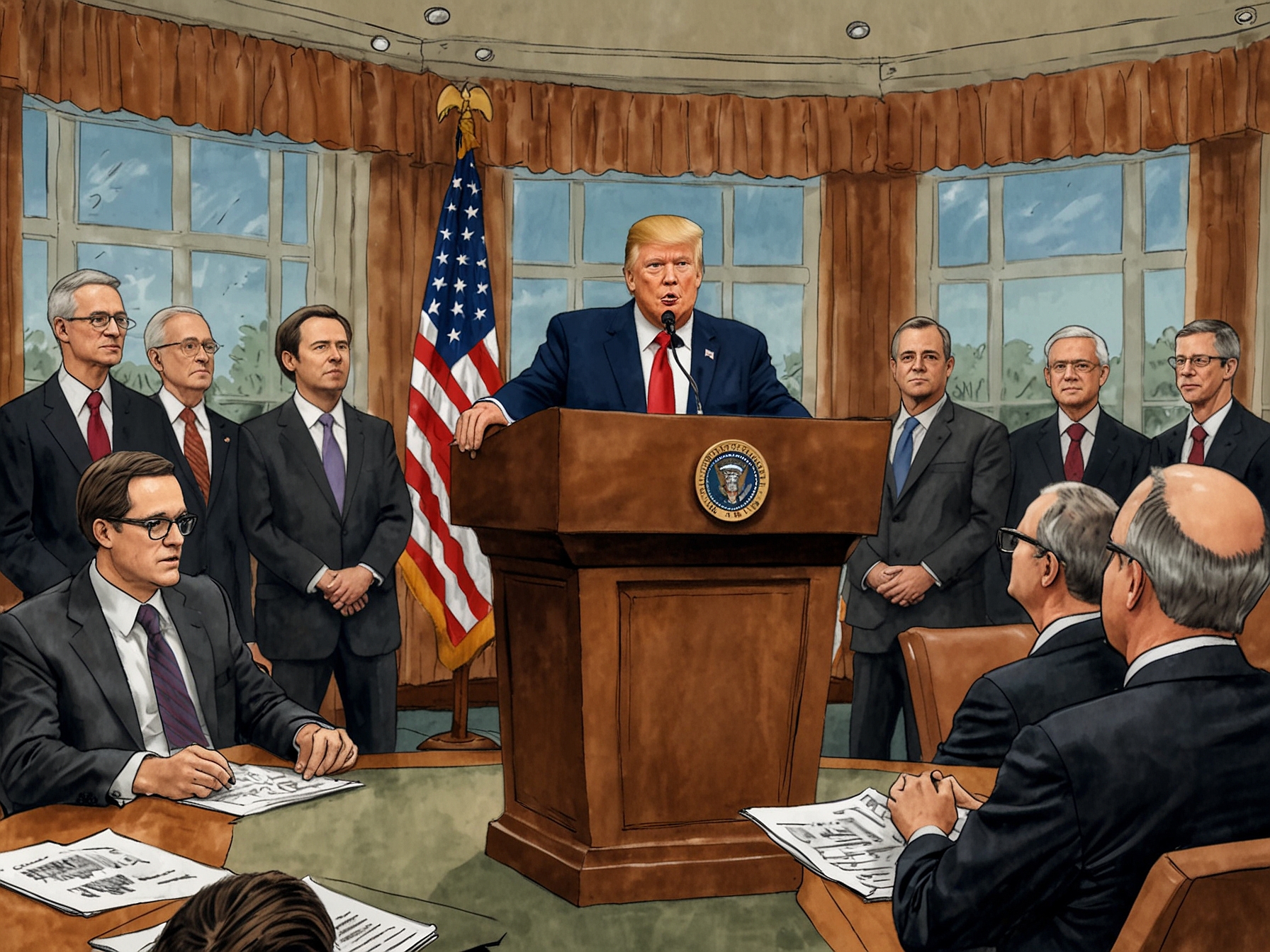 A split image showing Trump supporters celebrating his appointments on one side, while critics share their doubts on the other, symbolizing the political divide in America.