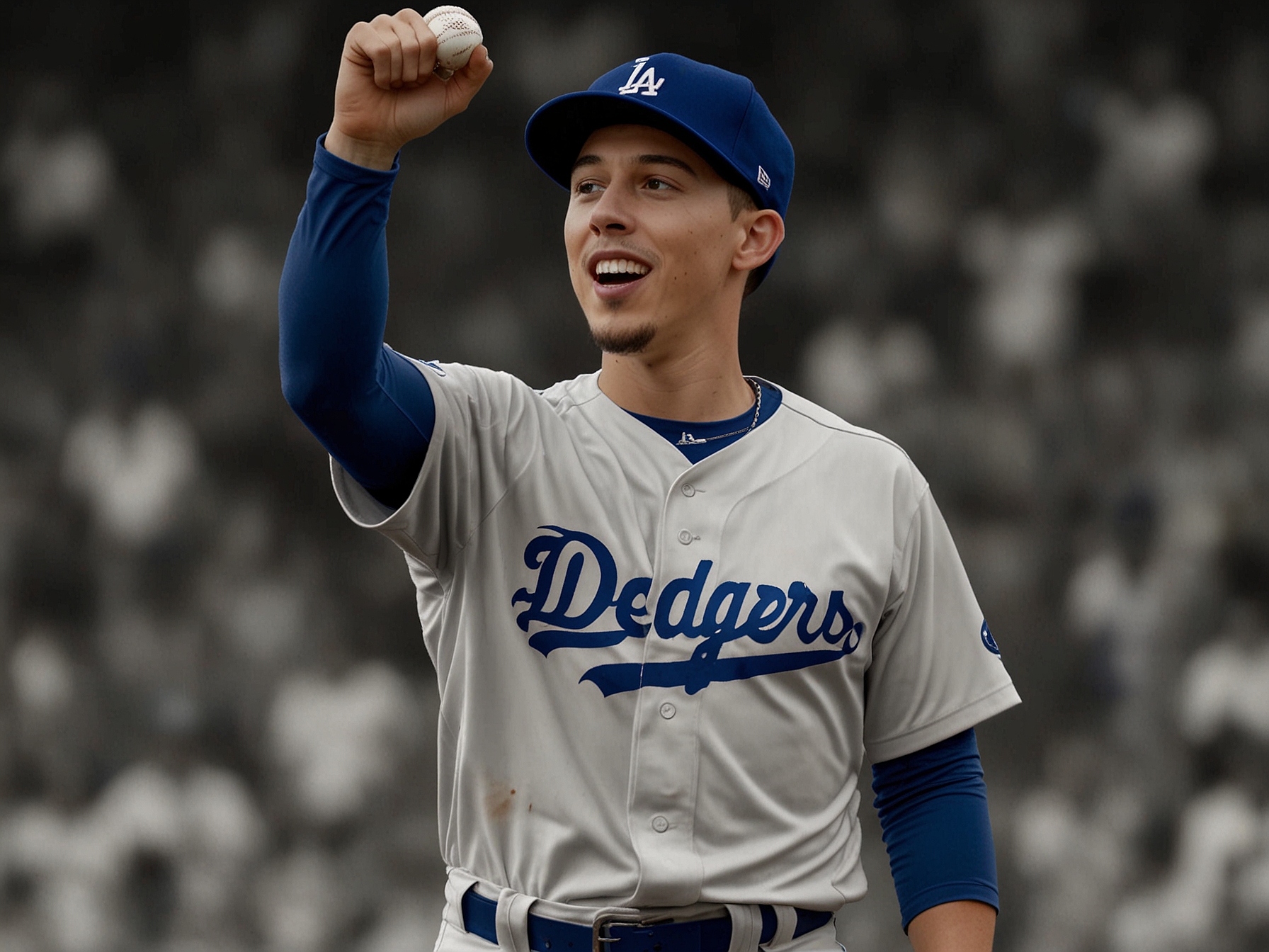 An infographic detailing Blake Snell's career statistics, including his Cy Young awards and significant pitching milestones, set against a backdrop of Dodger Stadium.