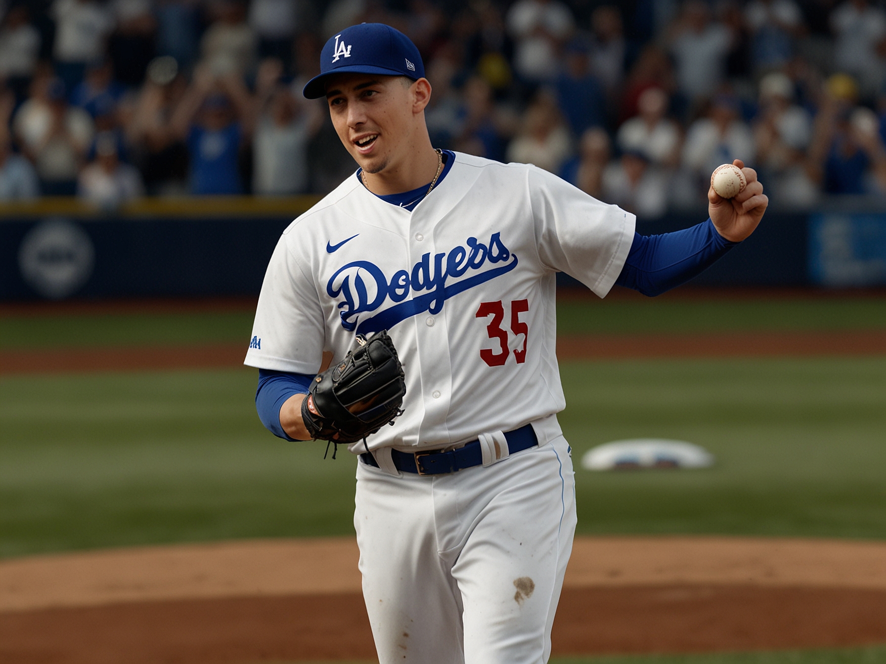 A photo of a crowded Dodger Stadium filled with enthusiastic fans, highlighting the excitement surrounding the team's signing of Blake Snell and potential future success.