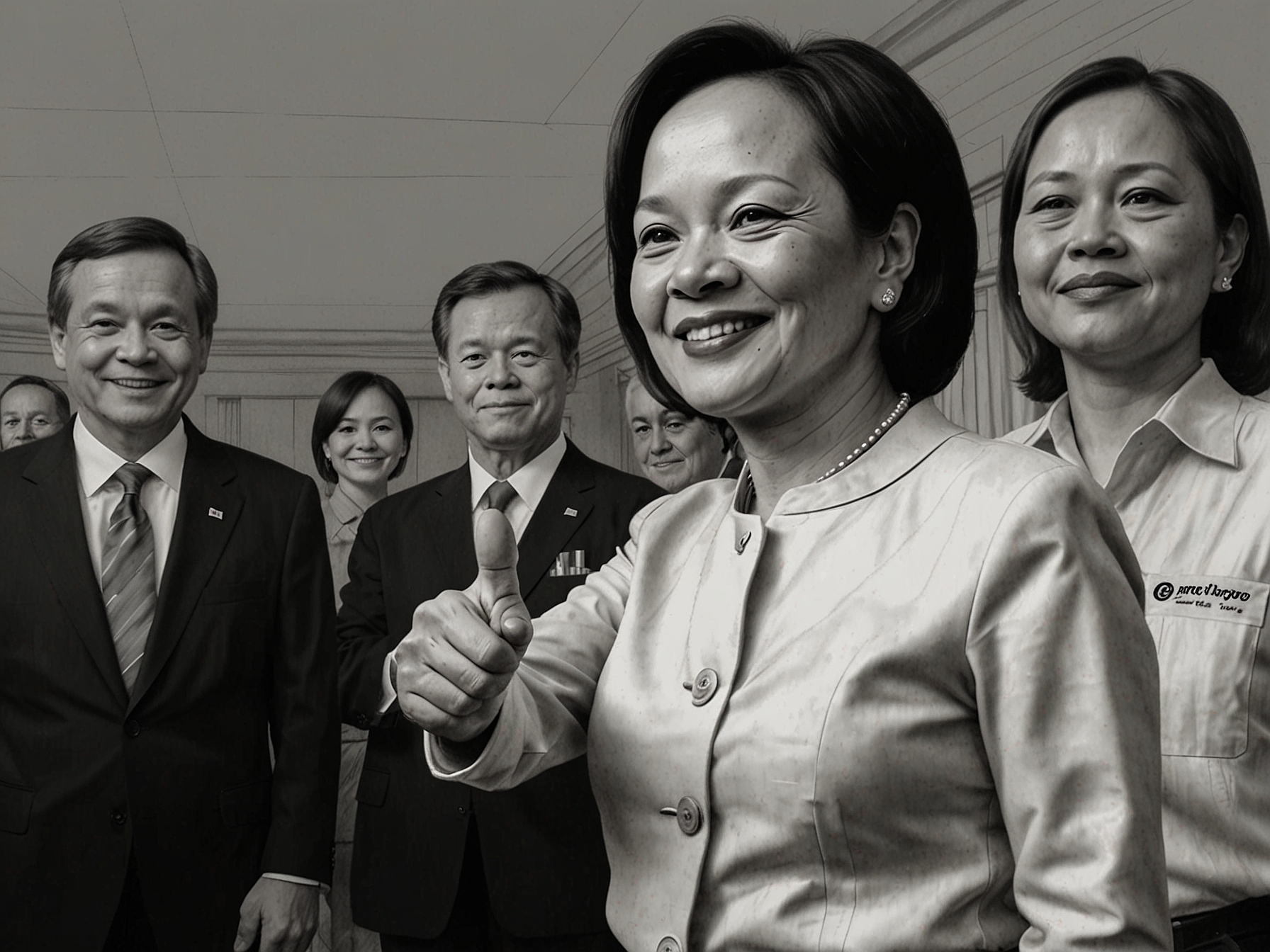 A broader image showing the House of Representatives during a heated inquiry, highlighting key political players including Arroyo and Duterte's distant observation.