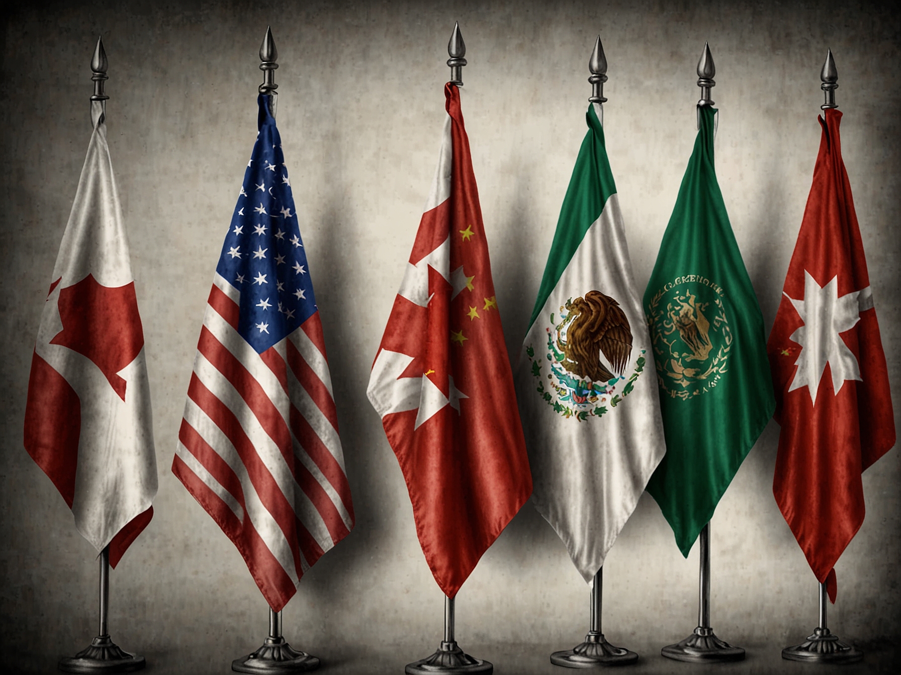 A tense business meeting scenario with economic advisors reviewing trade policies, reflecting urgent discussions on the economic impacts of tariffs.