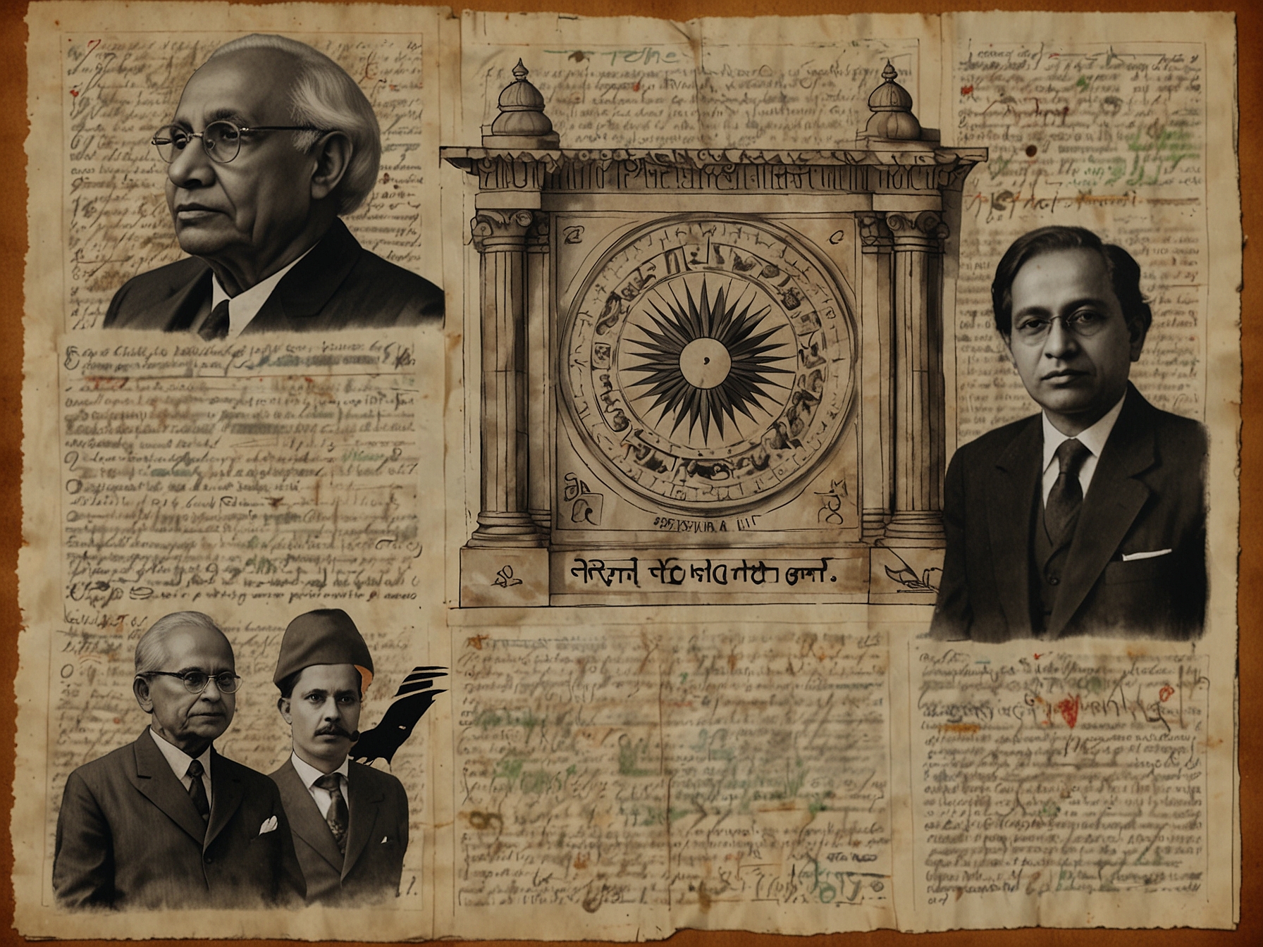 A diverse group of people from different religious and social backgrounds standing together, representing unity and inclusivity in the context of India's secular and socialist principles.