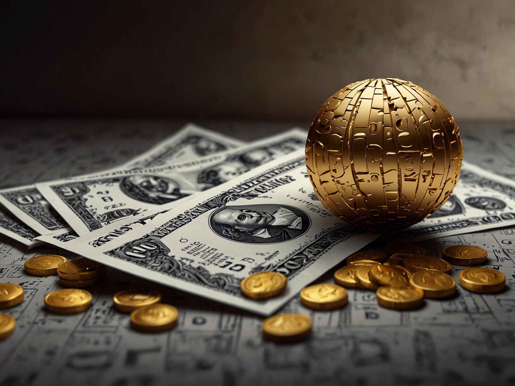 An illustration of a Mega Millions lottery ticket with a backdrop of cash and gold coins, symbolizing the dreams and excitement surrounding lottery winnings.