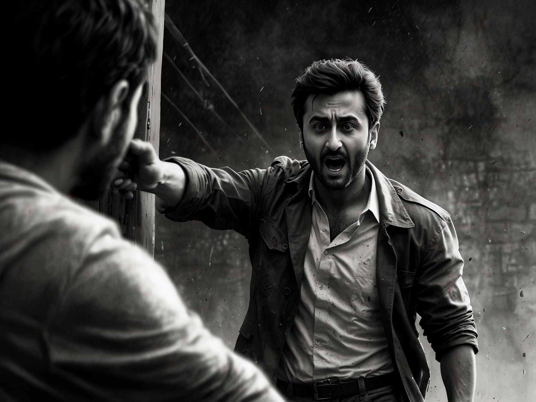 A close-up of Ranbir Kapoor in a poignant moment from 'Animal', emphasizing the emotional weight behind the violence portrayed in the film.