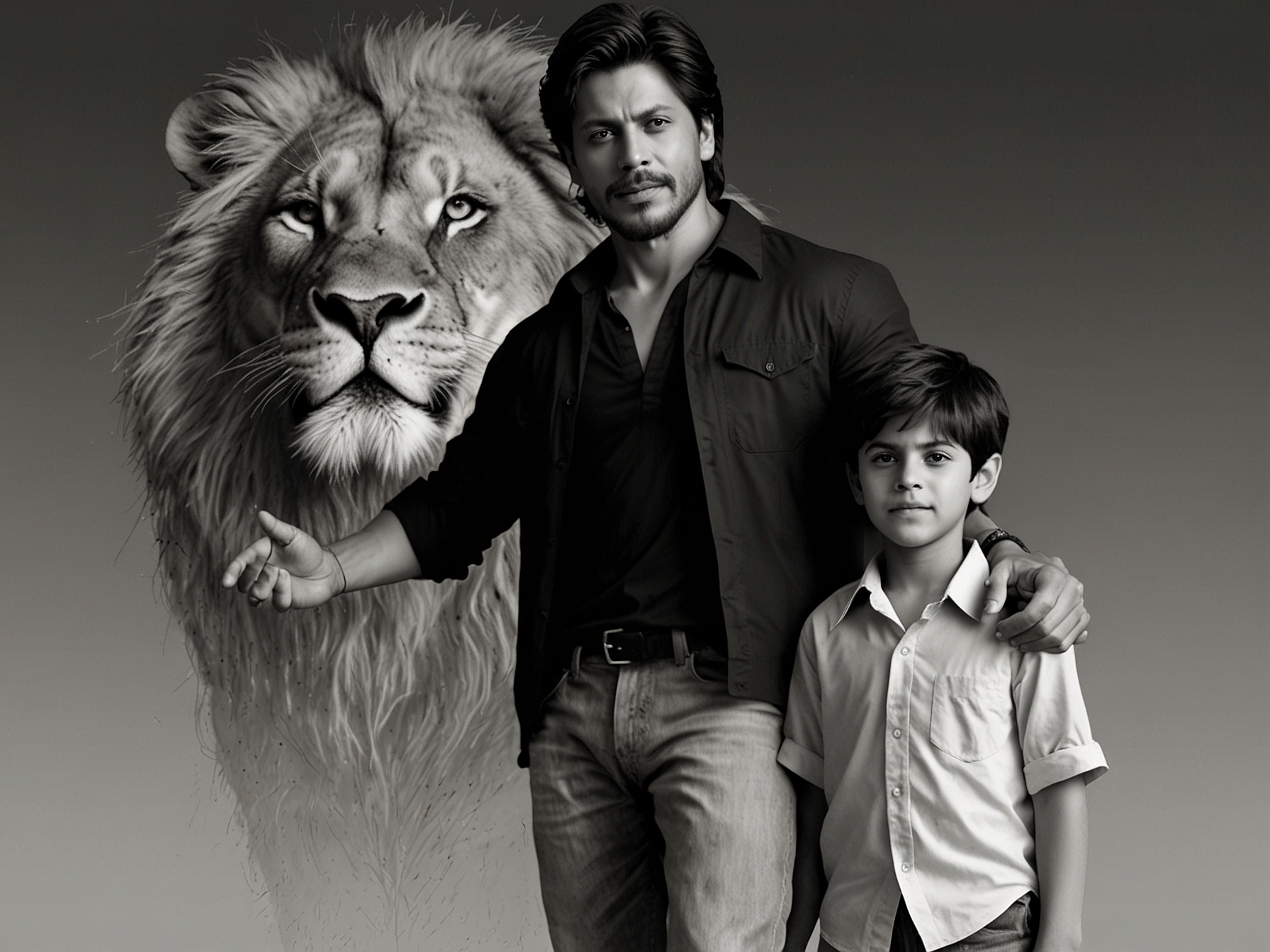 A symbolic representation of Mufasa and Simba with a radiant sunrise in the background, mirroring the journey of fatherhood and legacy.