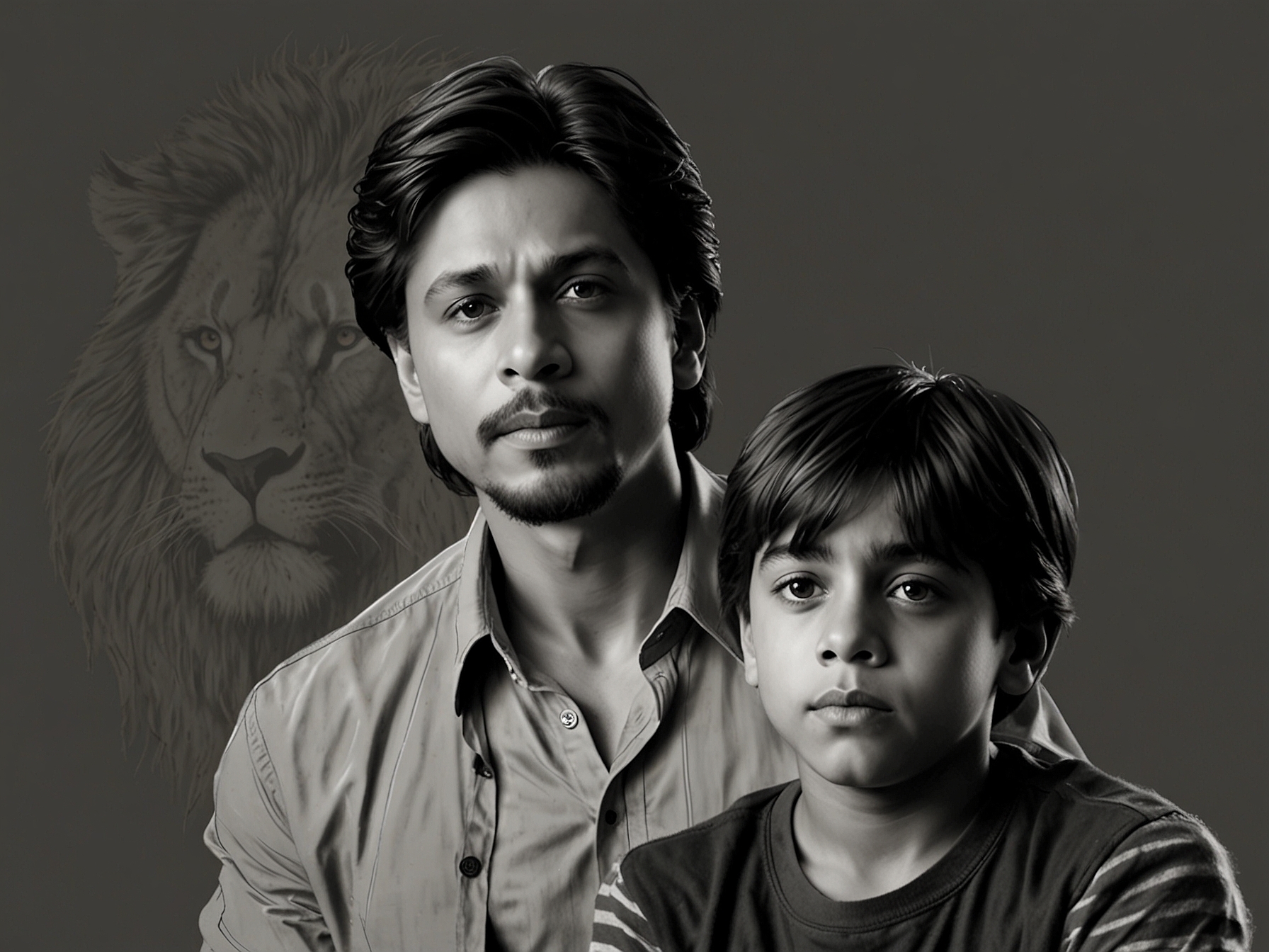 A warm family moment capturing Shah Rukh Khan embracing his sons, illustrating the bond that transcends their roles in the film and in life.