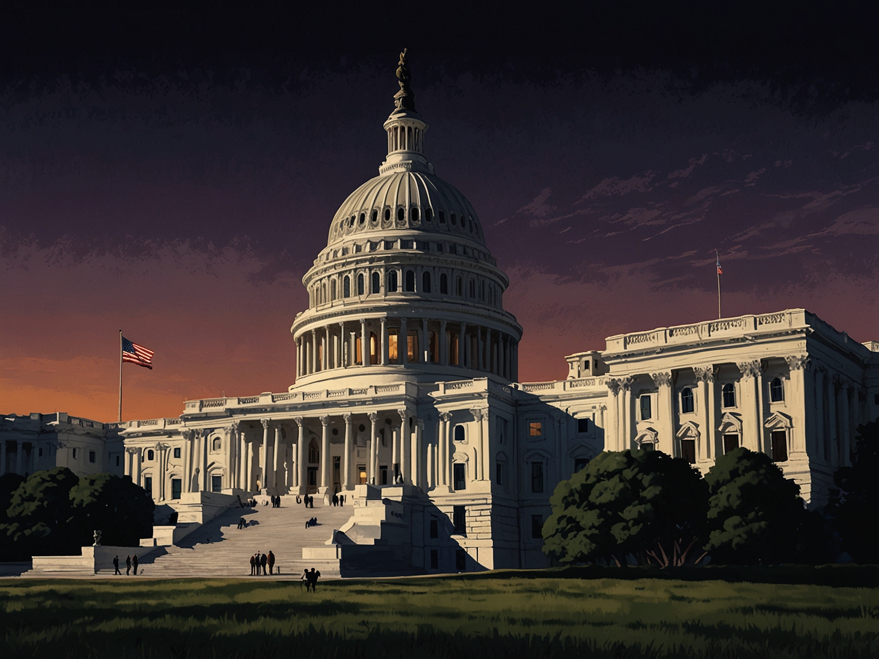 A group of Republican lawmakers engaged in a heated debate within the House chamber, showcasing the tension and fragmentation among party members as they grapple with recent electoral outcomes and policy decisions.