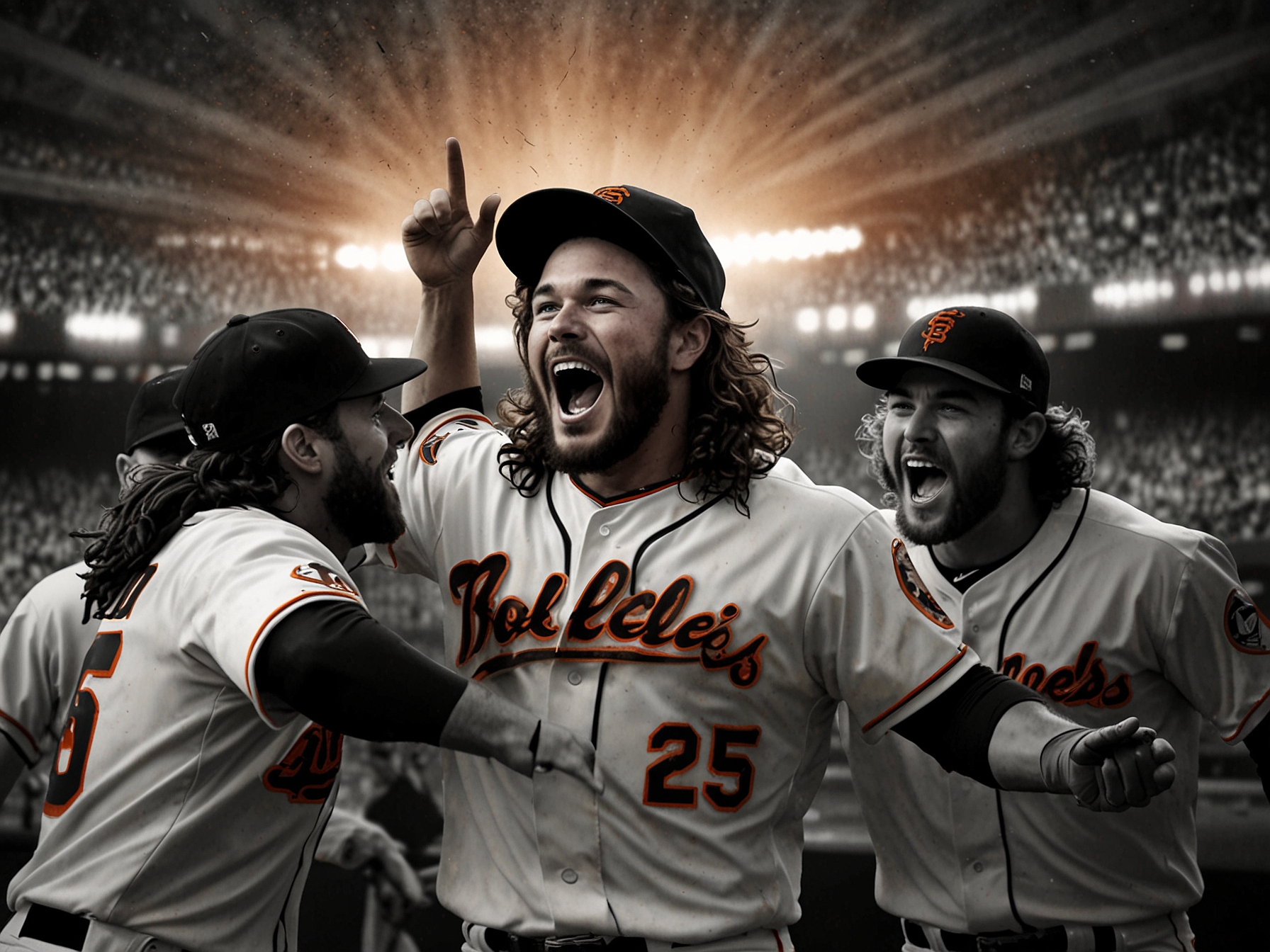 A collage of Brandon Crawford celebrating with his teammates during a World Series victory, showcasing his passion and dedication on the field.