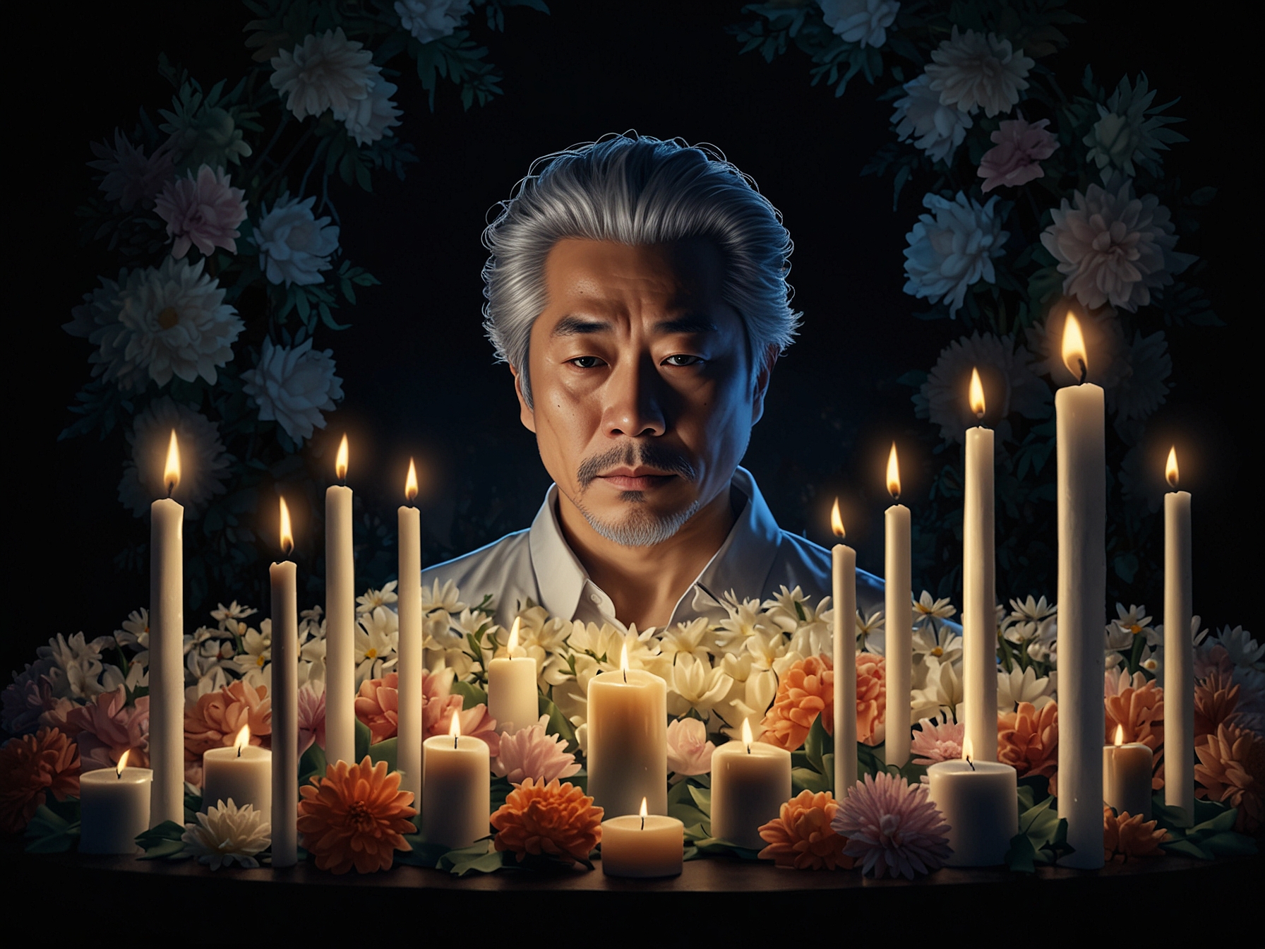 Band members of Petrols in a darkened setting, visibly emotional as they remember Toshiro Kawamura, evoking the deep bonds formed through music and friendship.