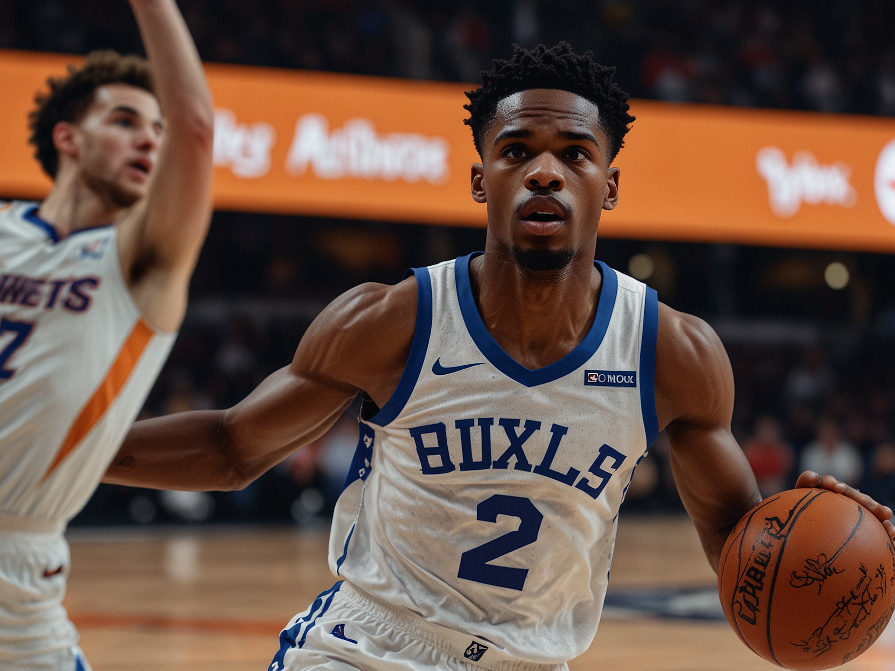 Shai Gilgeous-Alexander drives to the basket during the game, with defenders closing in as he prepares to shoot, embodying the intensity of the match.