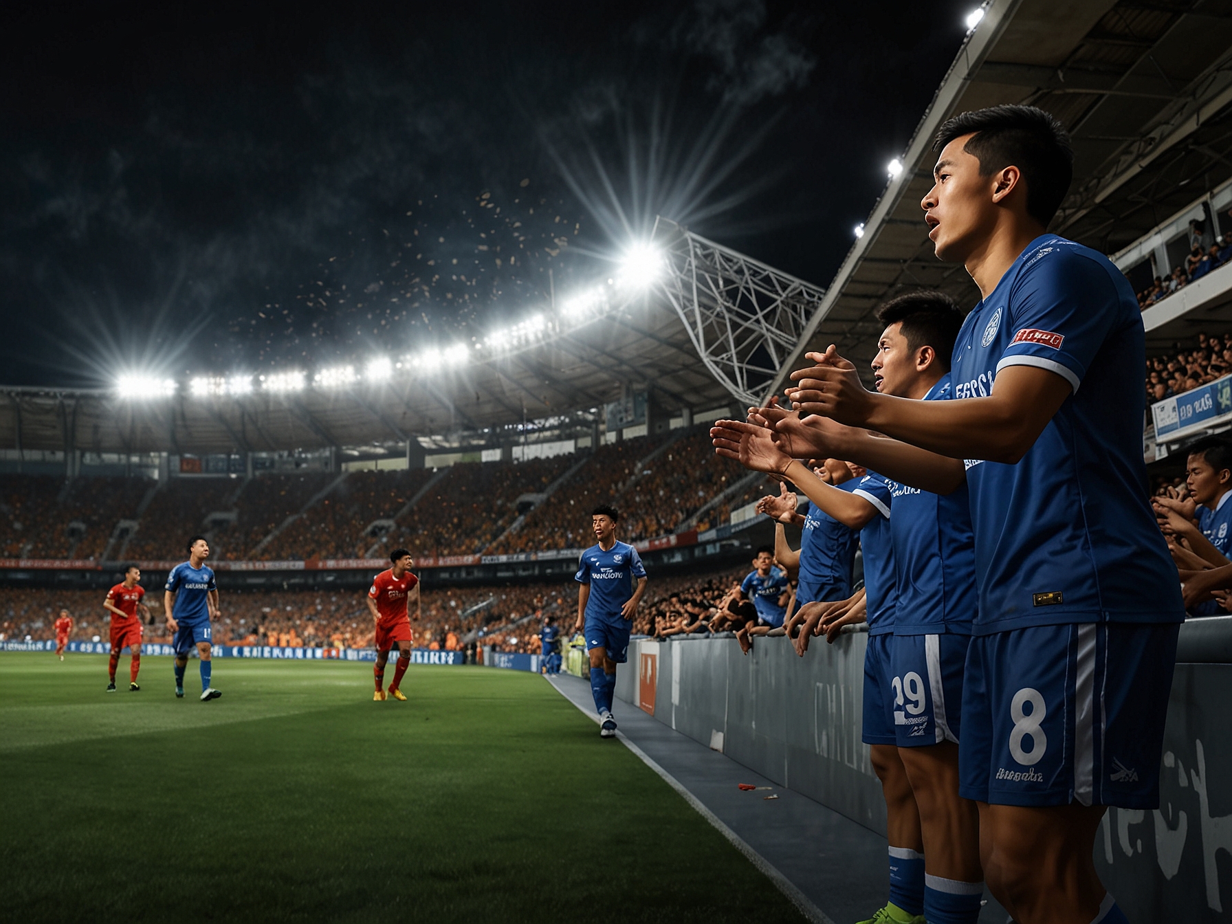 A dramatic shot of Ciro Alves taking a penalty, capturing the pressure and excitement of the moment as Persib Bandung fans hold their breath in anticipation of the goal.