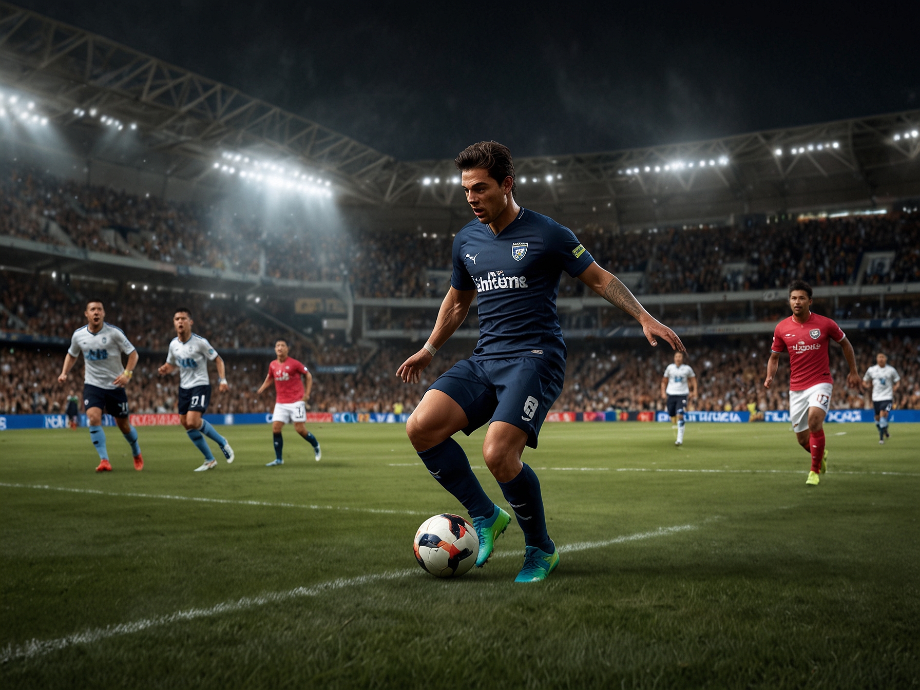 A side-by-side comparison of Pumas and Monterrey players warming up before the match, highlighting the contrasting styles and preparation routines of both teams.