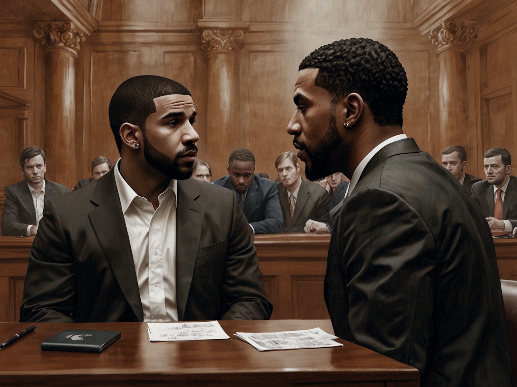 A collage of headlines and album covers related to Drake and Kendrick Lamar's collaboration and rivalry, capturing the essence of their storied relationship.