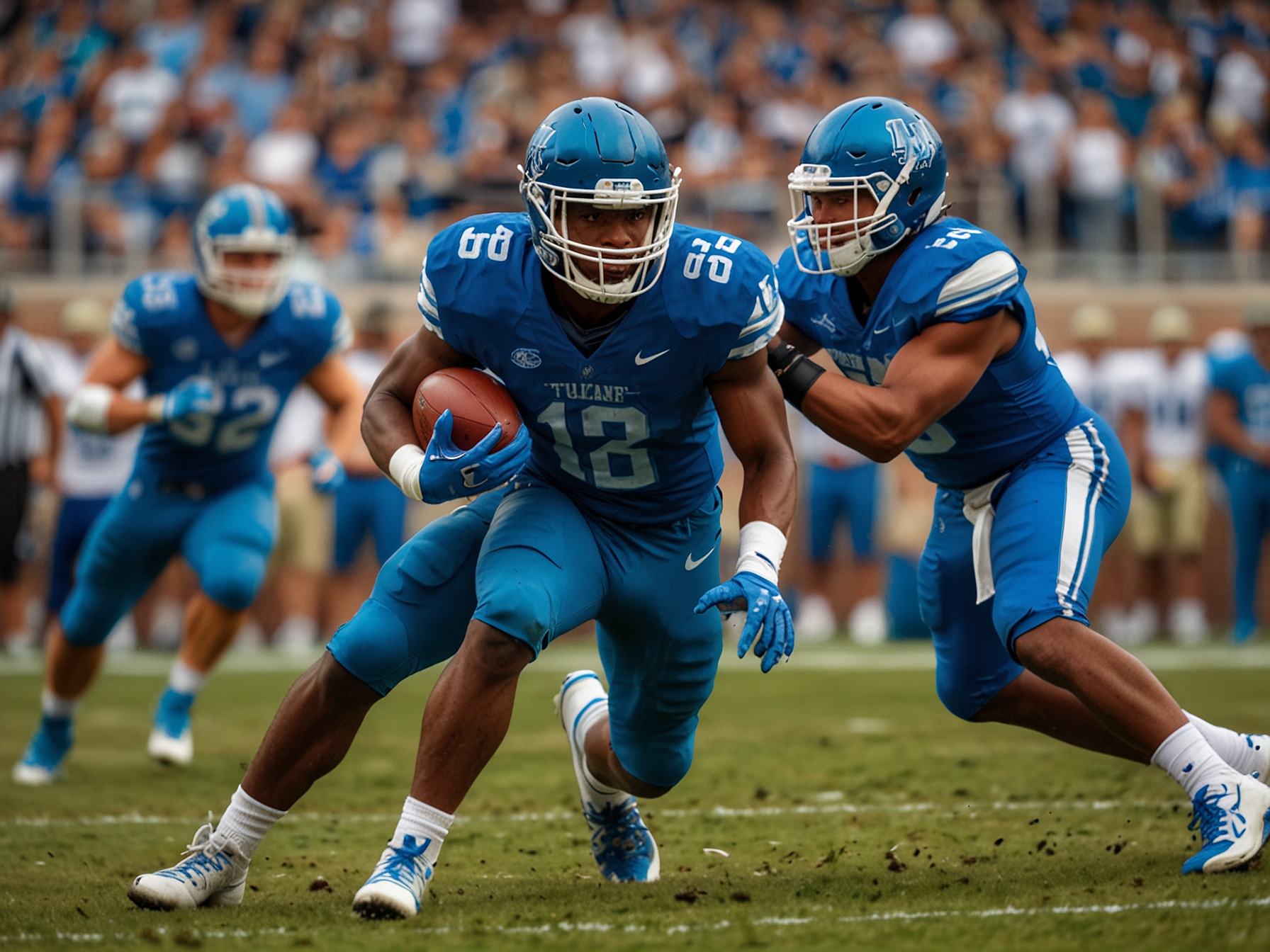 Fans cheering in the stands at Yulman Stadium, creating an electrifying atmosphere for the Tulane vs. Memphis game.