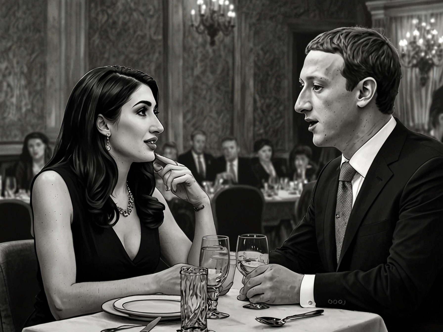 A visual representation of the tension between tech companies and their users, featuring icons of social media platforms with a backdrop of protest slogans about free speech.
