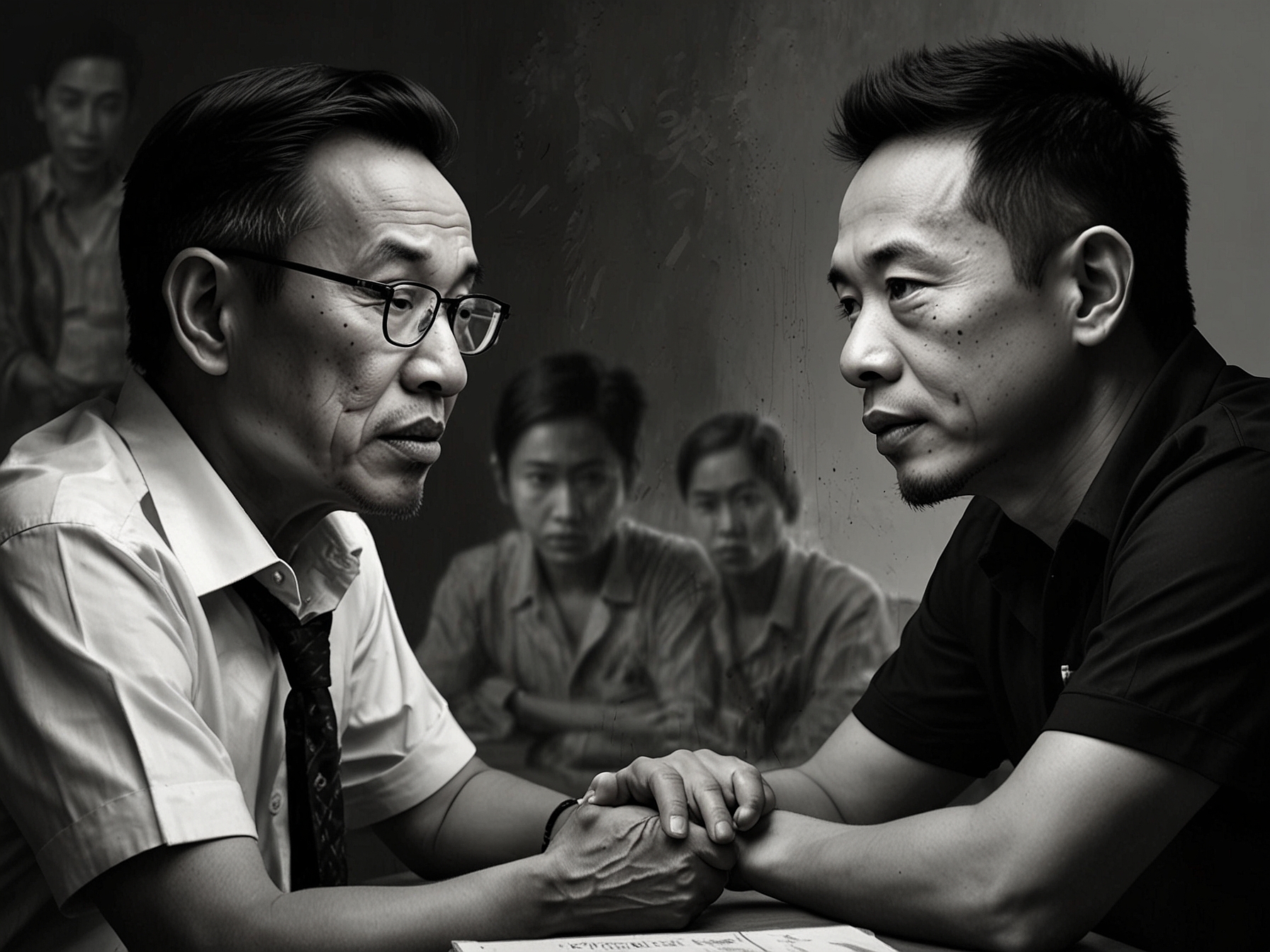 An intense discussion among public figures, symbolizing the clash of empathy and wealth, with images of Alvin Lim, Denny Sumargo, and Agus Salim highlighting the emotional stakes involved.