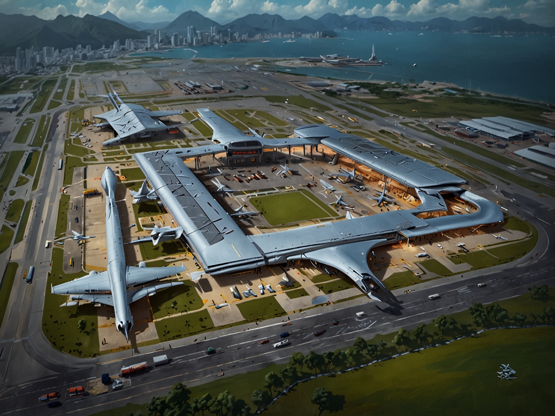 A bustling terminal at Hong Kong International Airport with travelers and airline staff, symbolizing the anticipated revival of tourism and travel experiences post-pandemic.