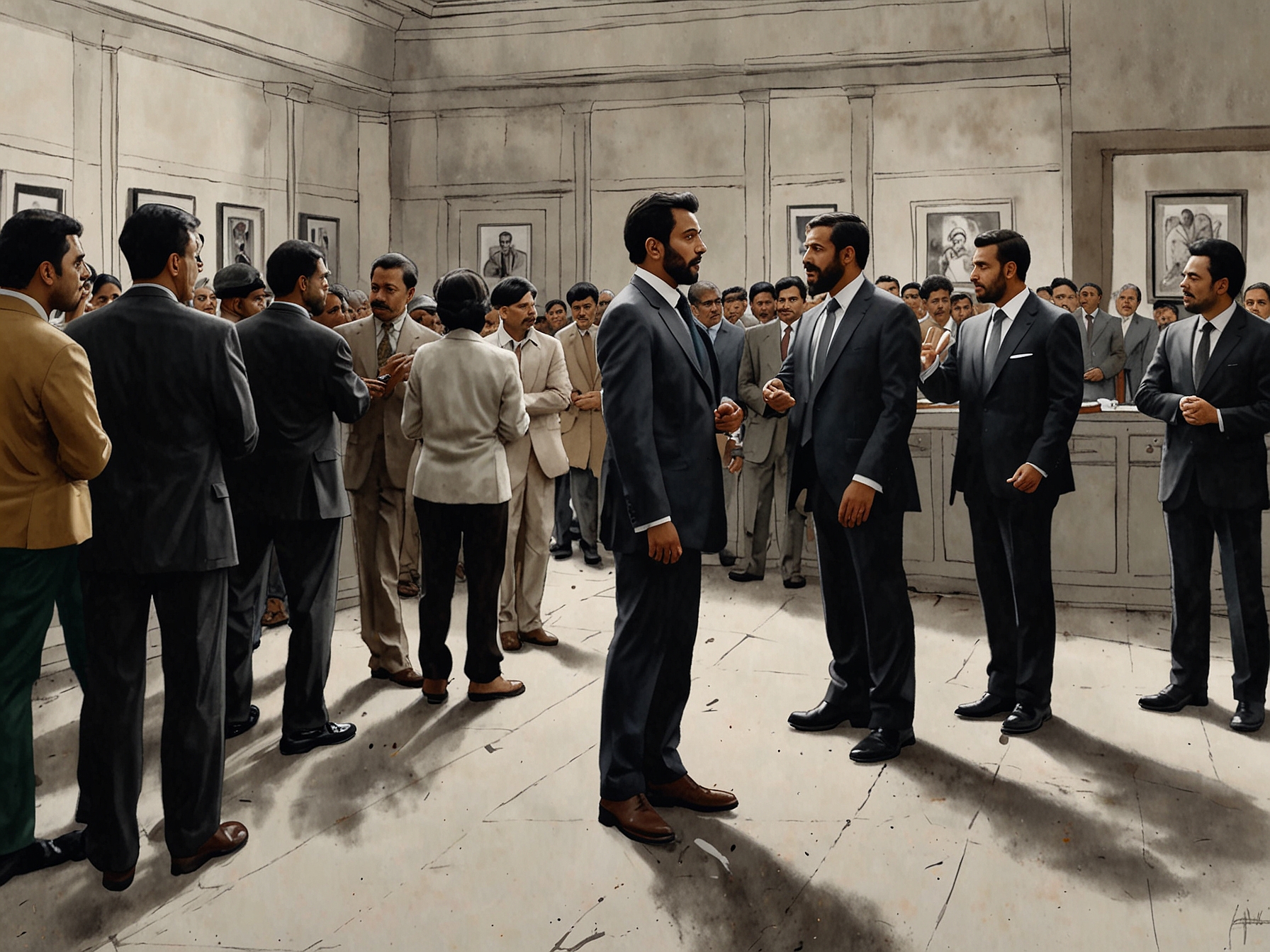 A dramatic still from 'Sikandar Ka Muqaddar' featuring the intense moment of the heist at a jewelry exhibition, with panicked guests and investigators at the forefront capturing the chaos and suspense.
