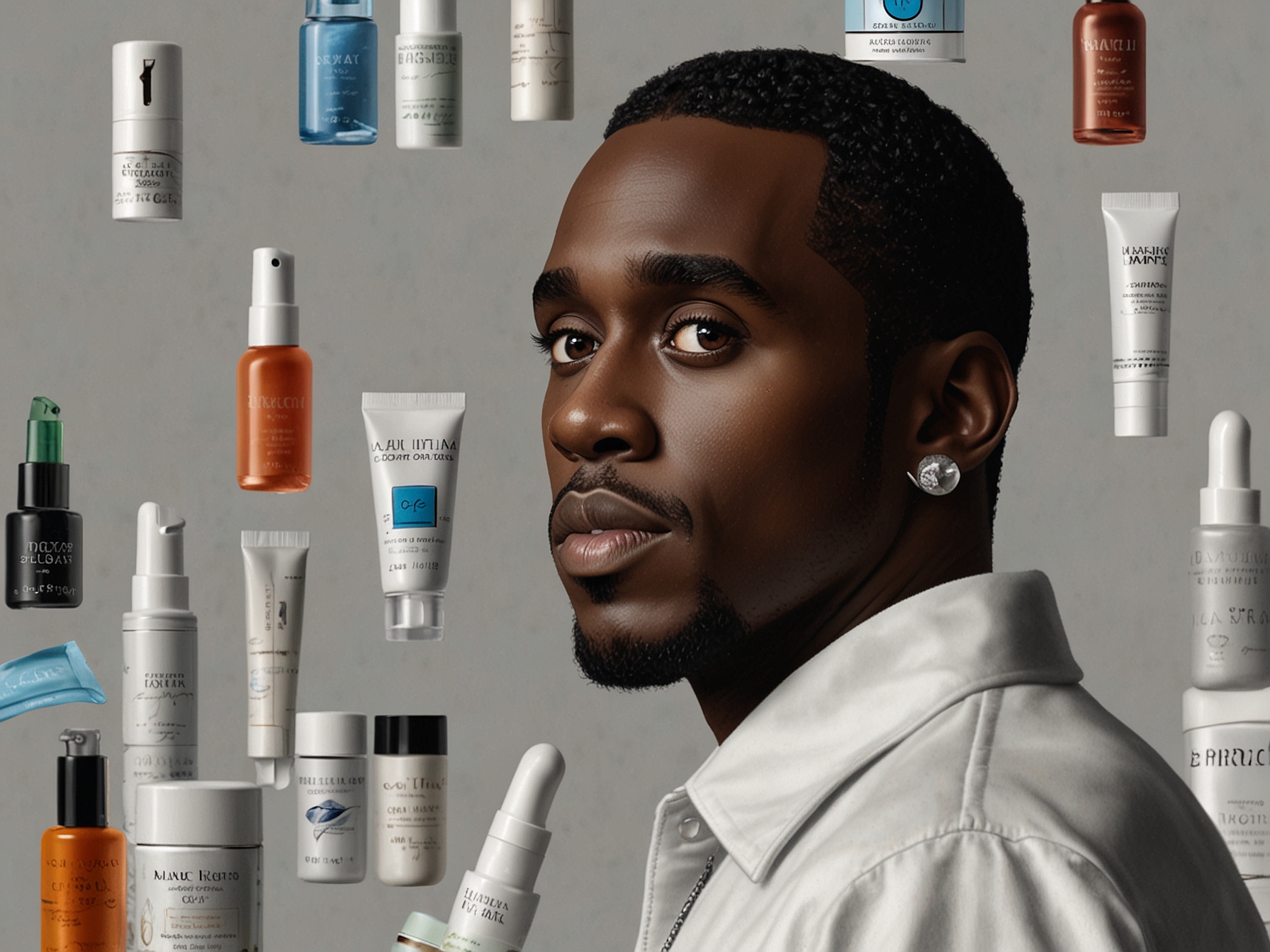 A collage of early 2000s beauty icons, including Lindsay Lohan and Jessica Simpson, juxtaposed with Diddy to highlight the competitive landscape of skincare endorsements.