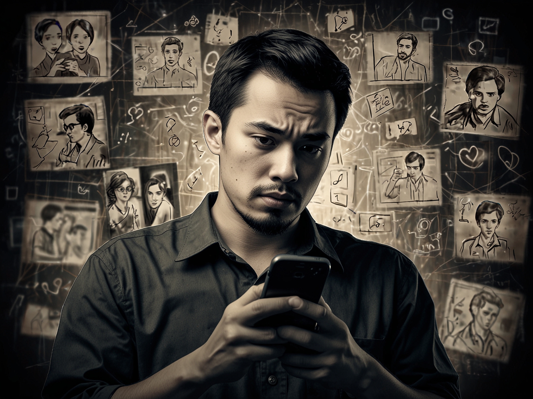 A split-screen image showing Denny Sumargo on one side and Alvin Lim with a daring expression on the other, capturing the tension and risks involved in modern social media challenges.