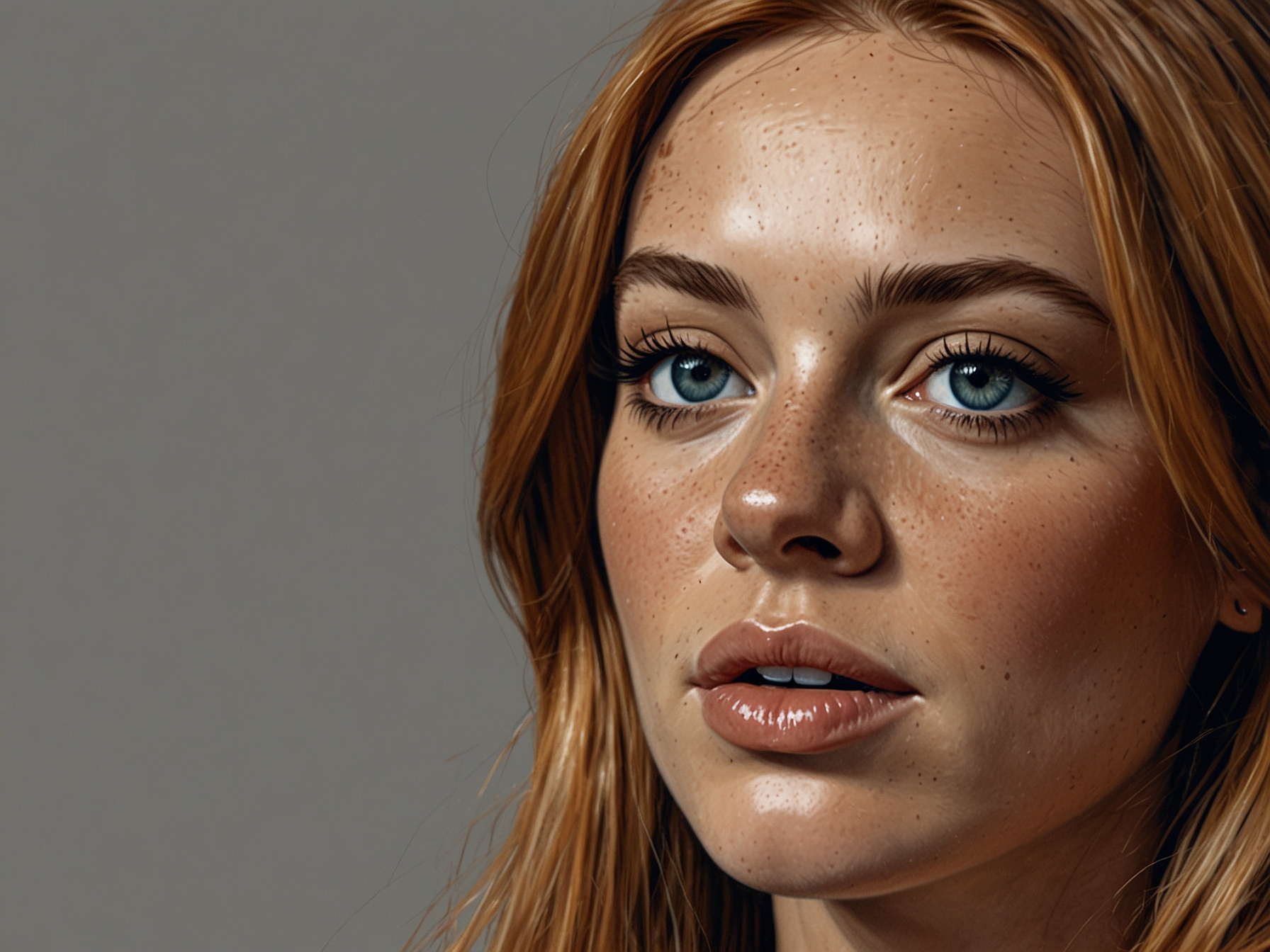 A close-up image of Lindsay Lohan showcasing her radiant skin and youthful appearance, complemented by minimal makeup that enhances her natural beauty.