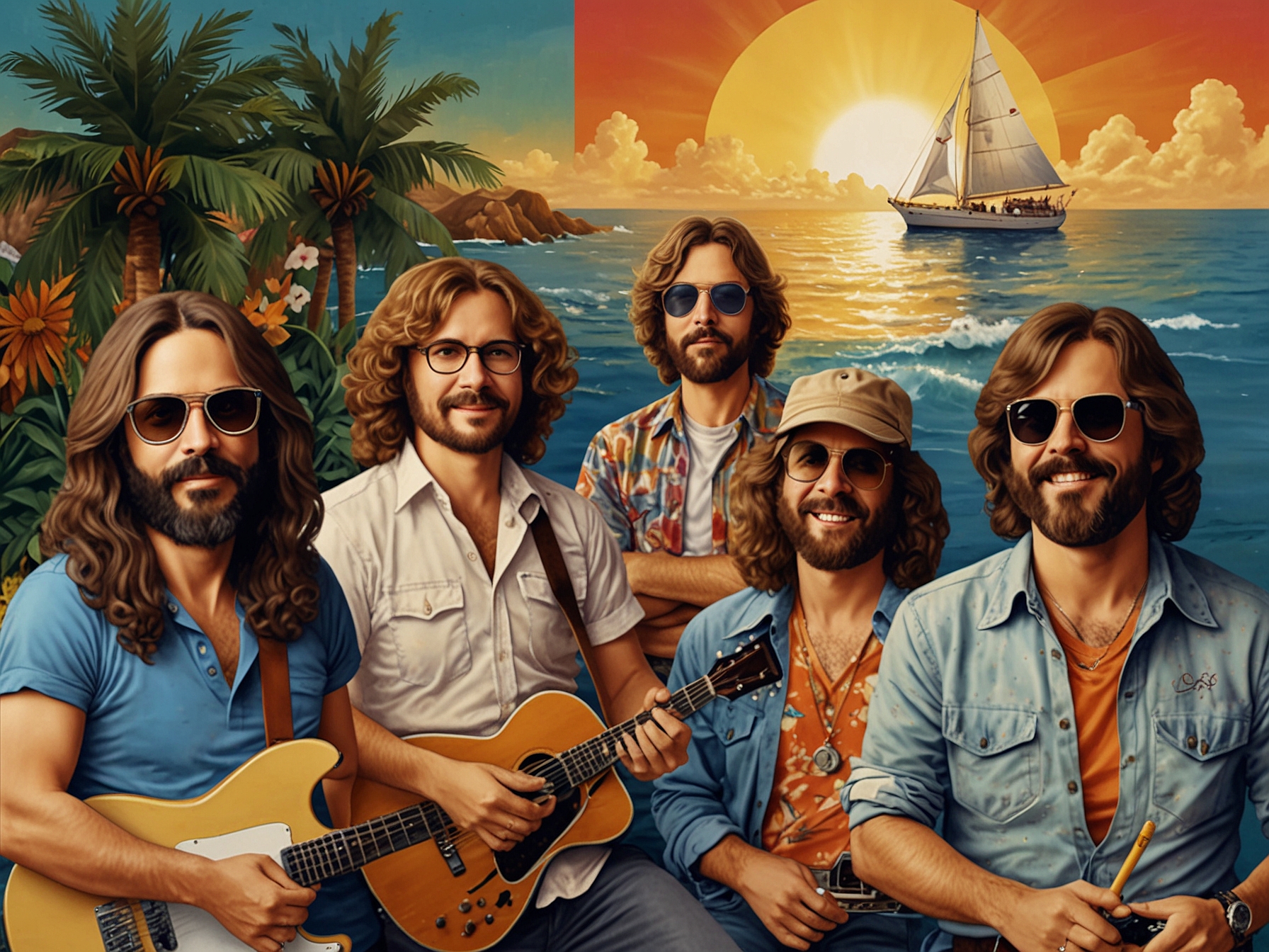 A retro-style graphic featuring album covers from classic yacht rock hits and a vintage microphone, symbolizing the genre’s enduring legacy and connection to R&B influences.