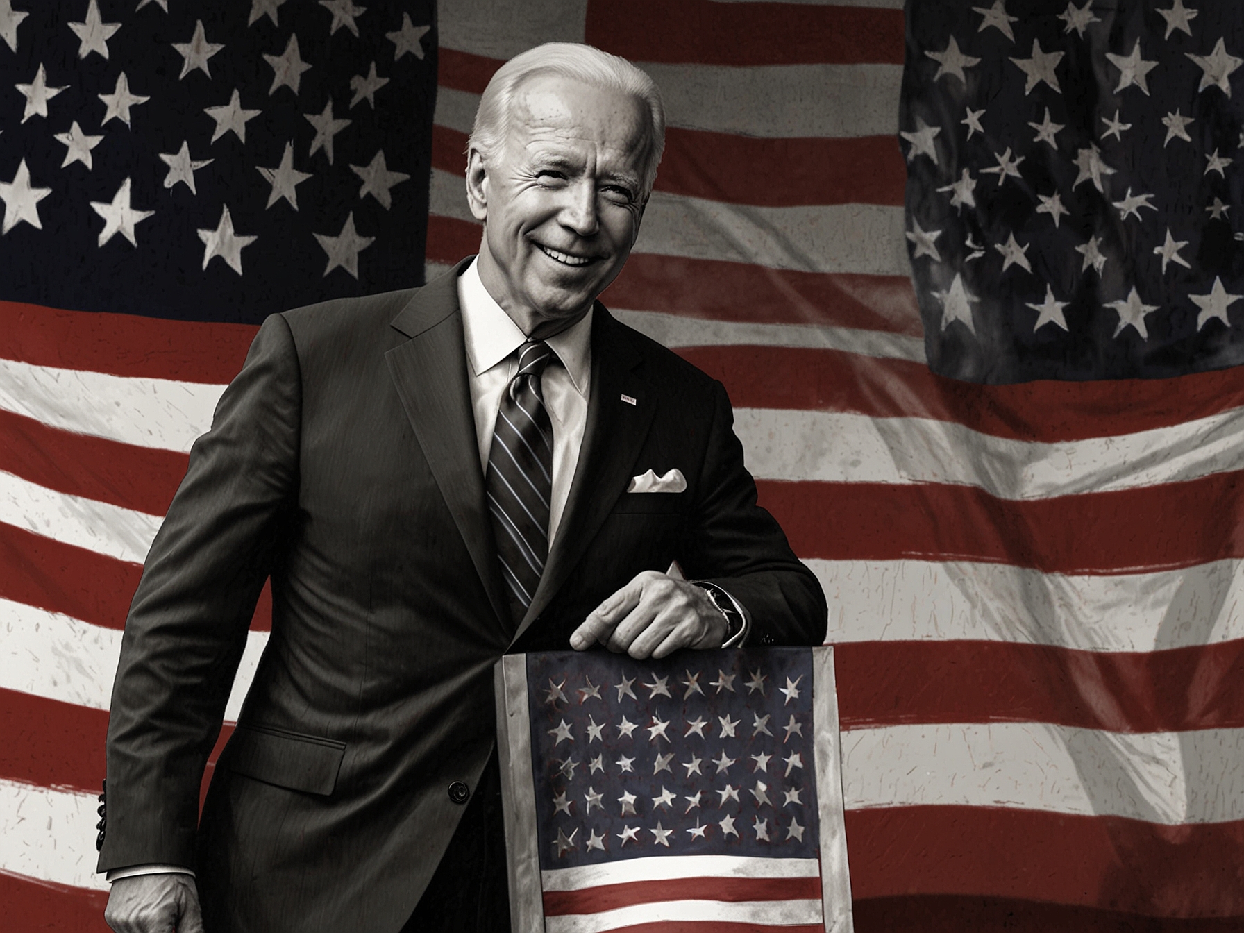 An image of President Joe Biden standing with his son Hunter Biden, both smiling, with a U.S. flag in the background, symbolizing family bonds amidst political controversies.