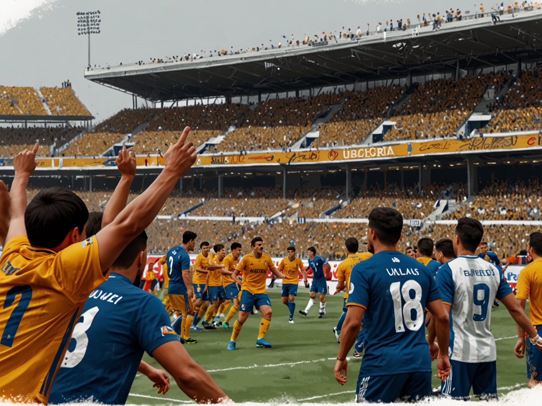A snapshot of Tigres UANL coach Veljko Paunovic strategizing with players during practice, emphasizing the importance of teamwork and preparation ahead of their monumental challenge in the Liguilla.