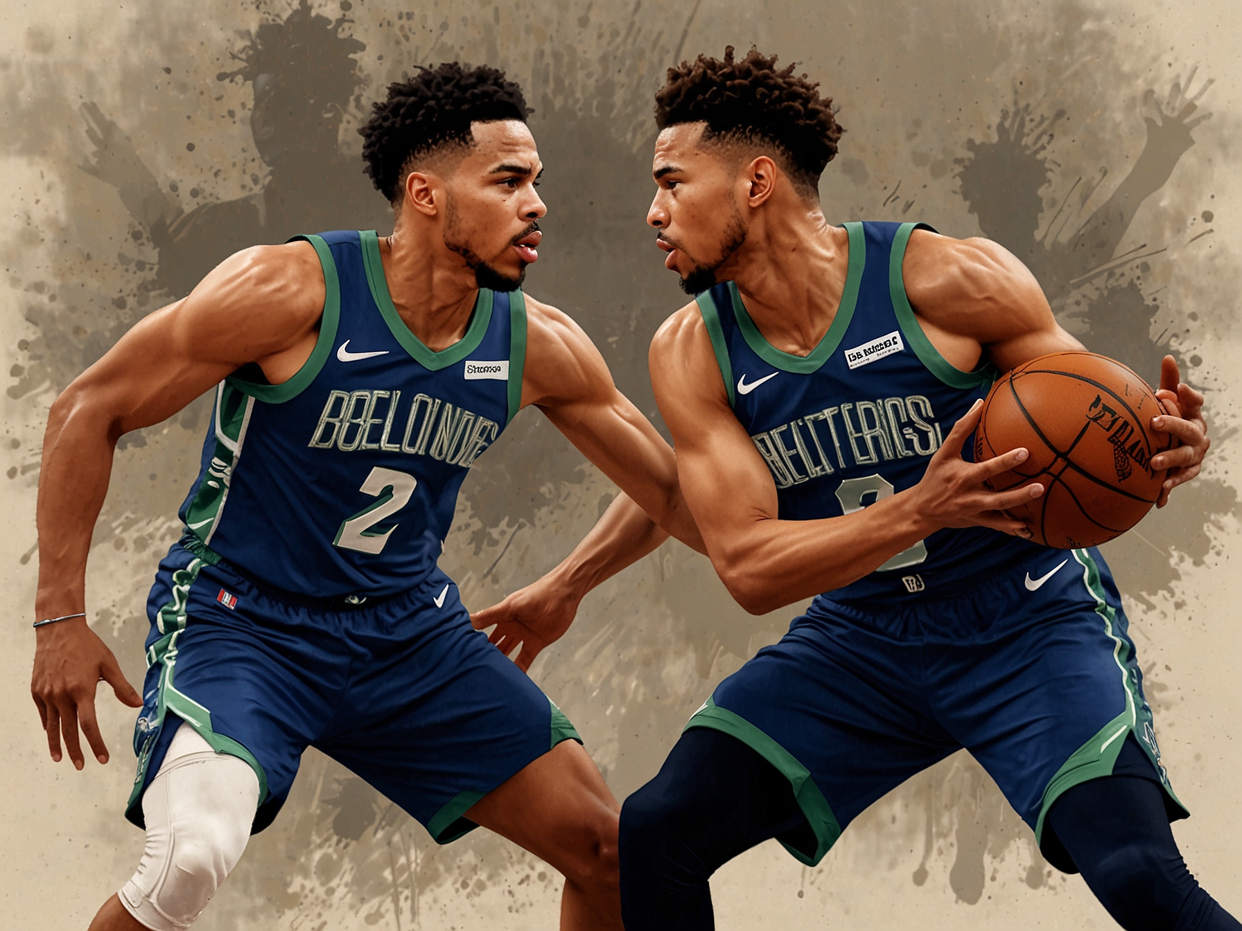 An intense moment in the game featuring Dillon Brooks and Shai Gilgeous-Alexander battling for possession, showcasing the grit and competitiveness of NBA matches.