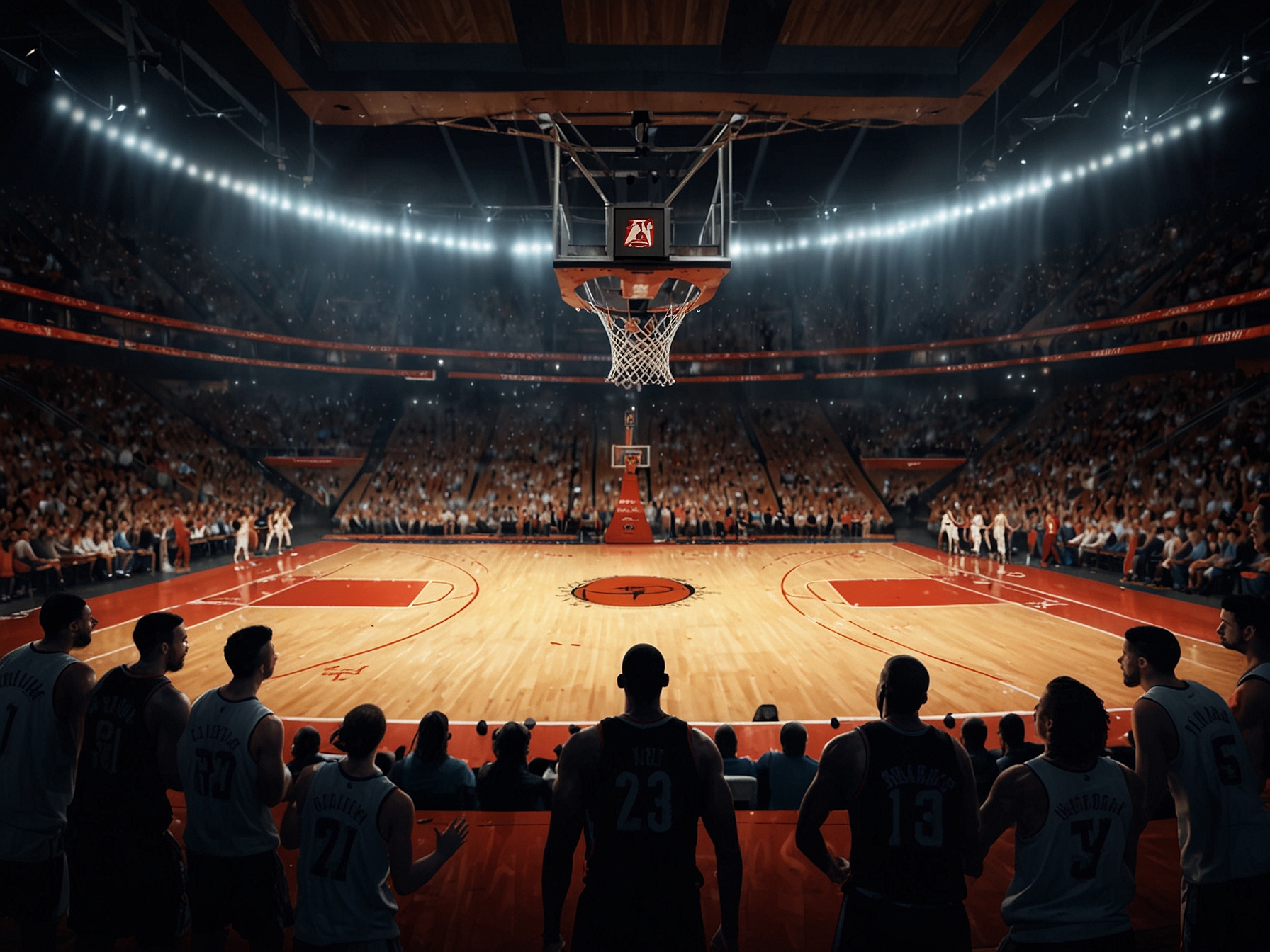 An action shot featuring Kyrie Irving dribbling the ball against the Portland Trail Blazers, showcasing his playmaking skills and leadership on the court in a critical moment of the game.
