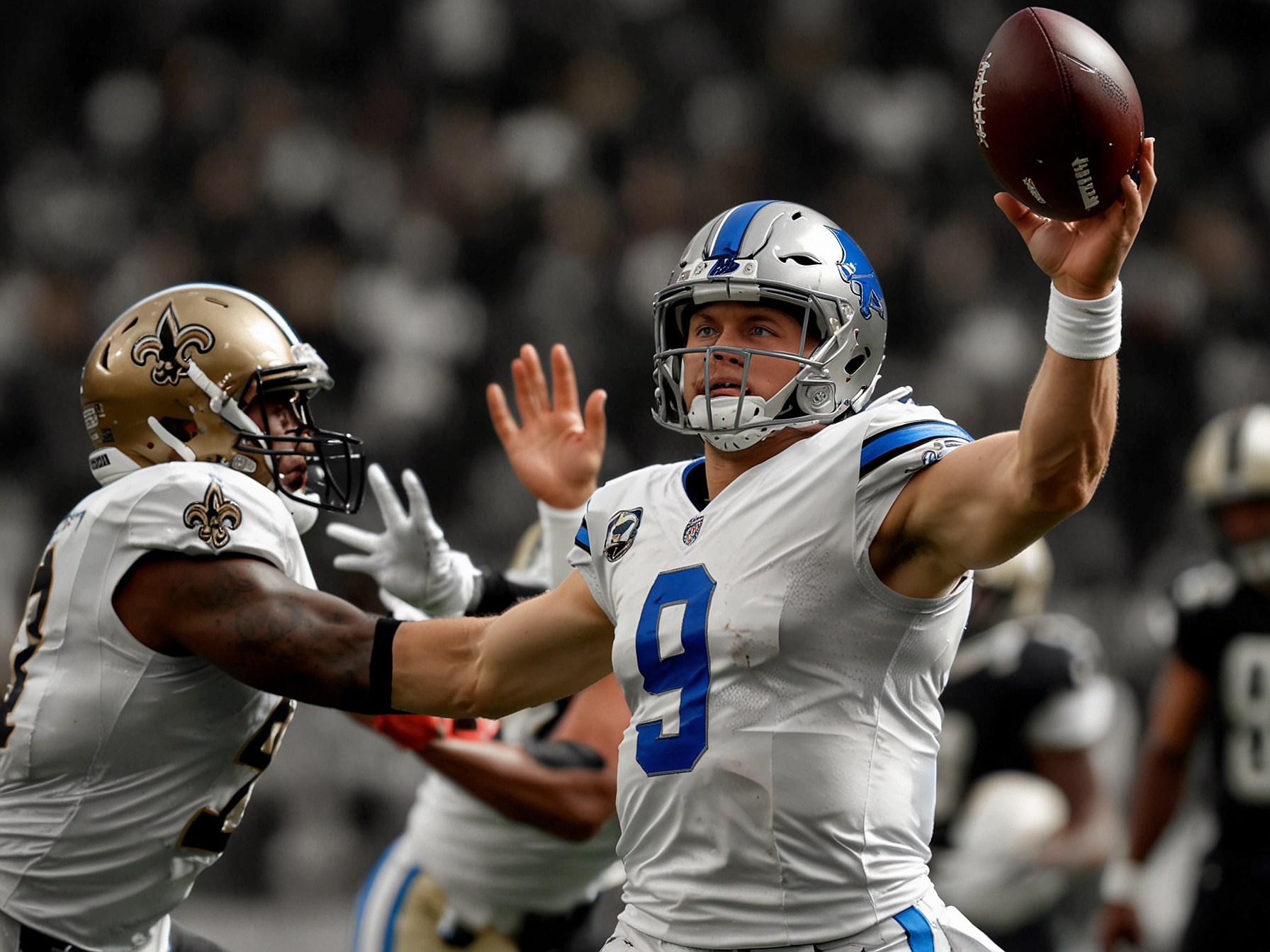 A tense moment on the field as Derek Carr tries to lead the Saints to victory, while fans anxiously watch, reflecting the high stakes of NFL games.