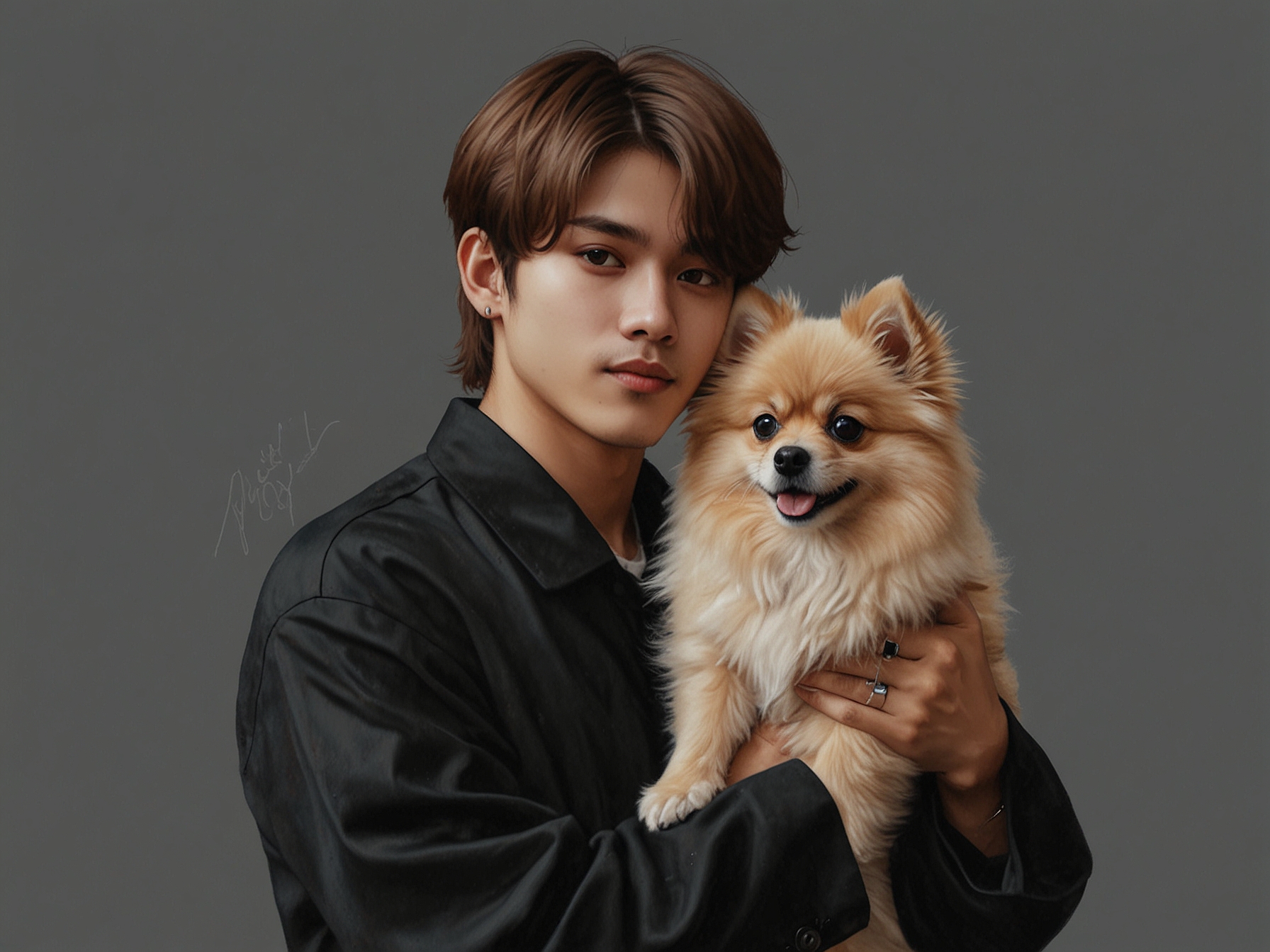 An artistic representation of Taehyung and Yeontan playing together in a sunny park, symbolizing joyful memories and the bond they shared before the heartbreaking loss.
