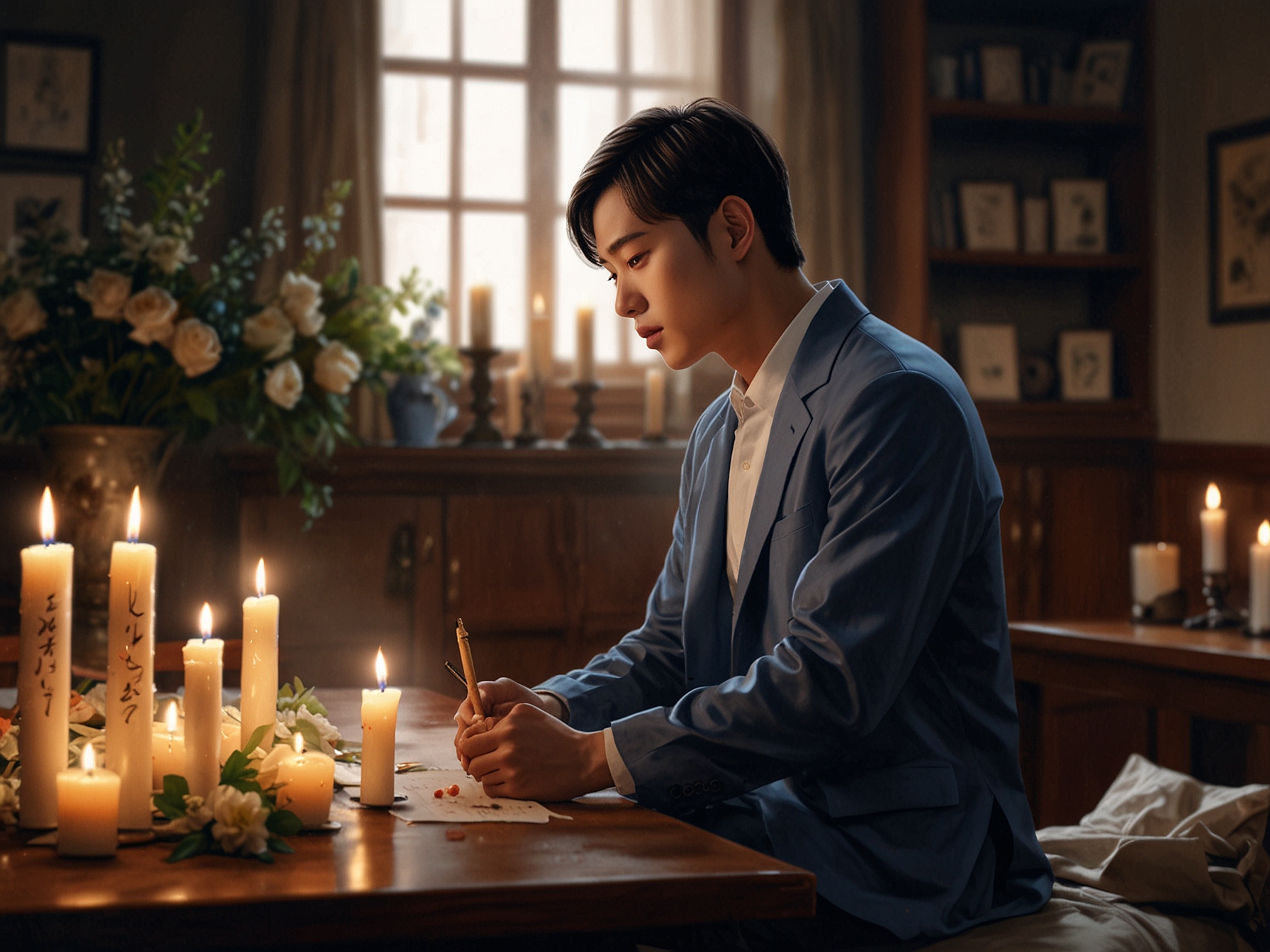 A collage of Park Min-Jae's memorable roles in different dramas, showcasing his talent and versatility, with a somber background reflecting the recent tragic news.