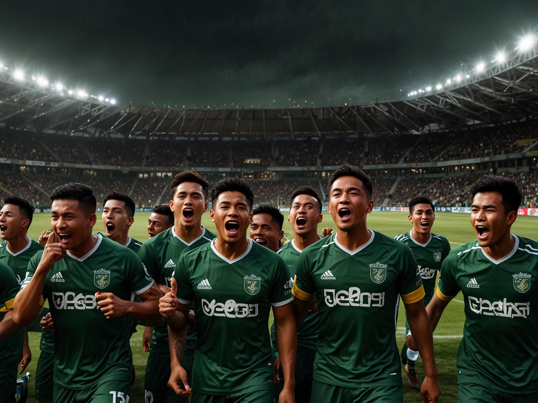 A close-up of Mohammed Rashid celebrating his second goal for Persebaya, highlighting his pivotal role in the victory over Madura United.