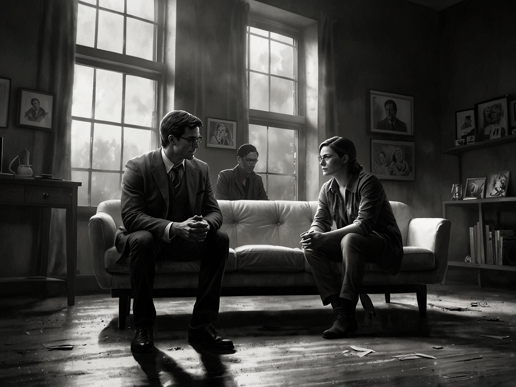 An emotional scene depicting Clark Kent with his family in Smallville, reflecting their struggles and triumphs, symbolizing legacy and love amidst the backdrop of epic battles.