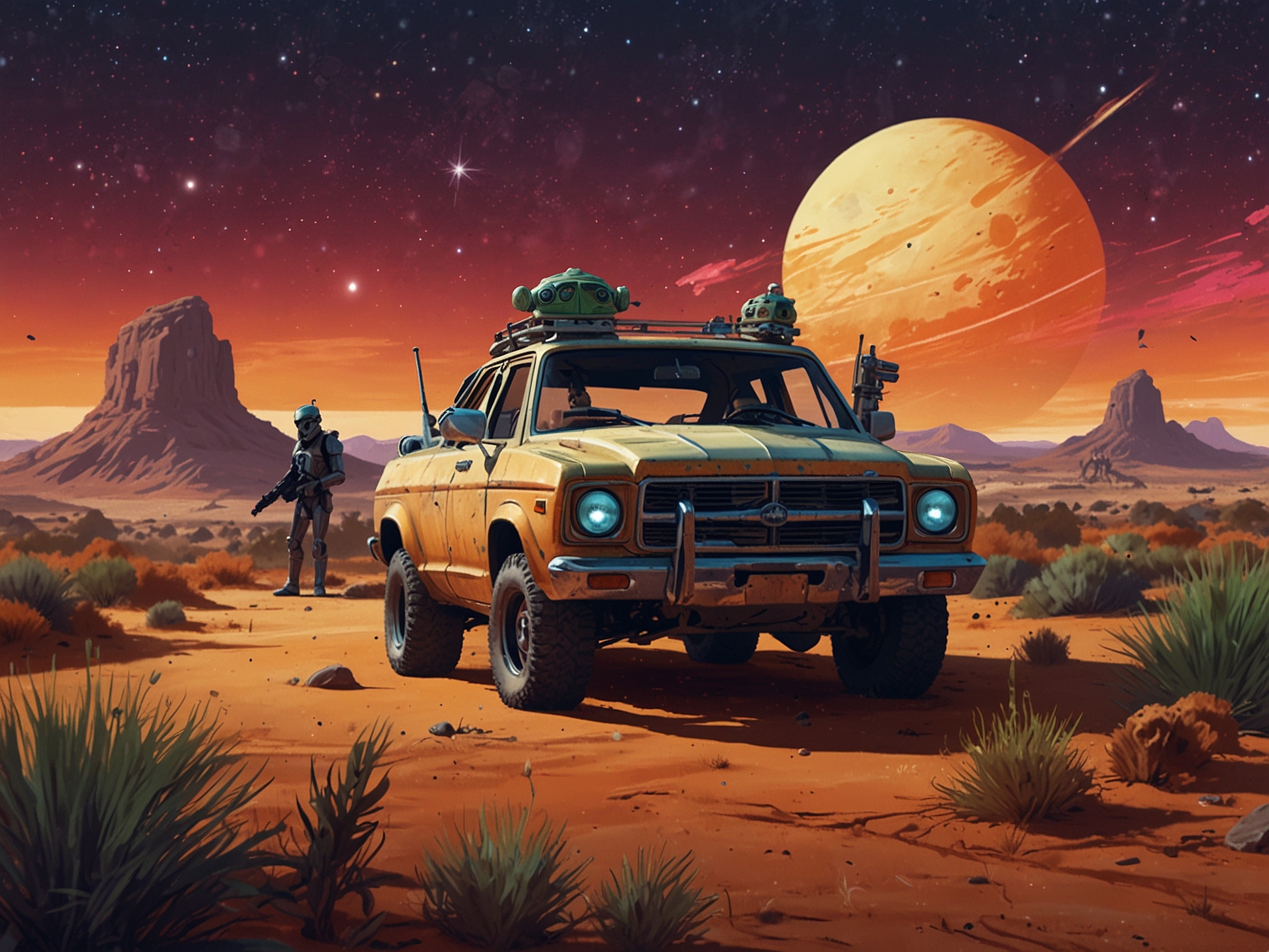 An imaginative depiction of the planet At-Atan, showcasing its diverse landscape filled with mysteries, inviting viewers to explore the secrets it holds in the new Star Wars series.