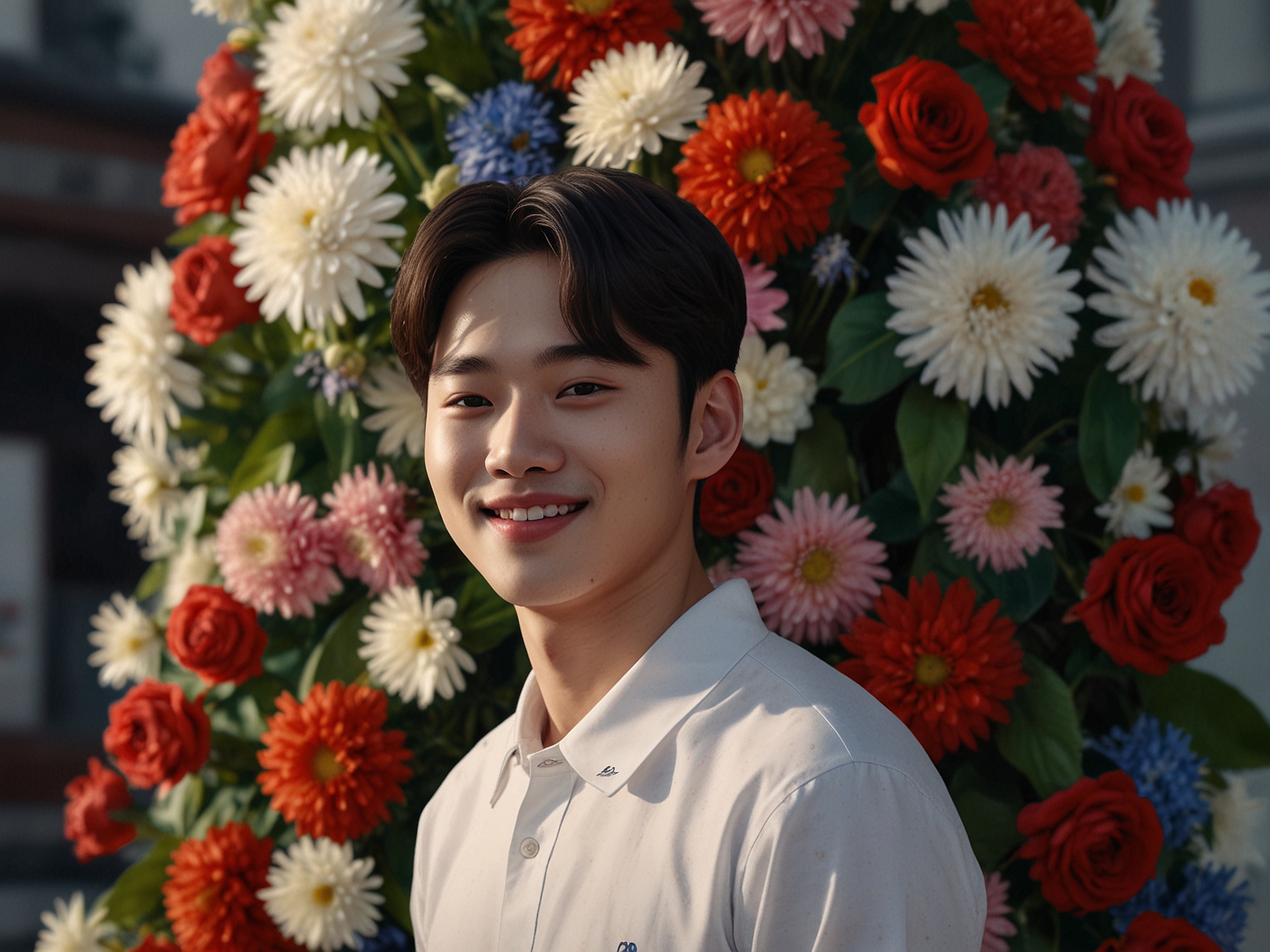 A candlelight vigil scene with fans holding candles and photographs of Park Min Jae, expressing their sorrow and appreciation for his impactful performances.