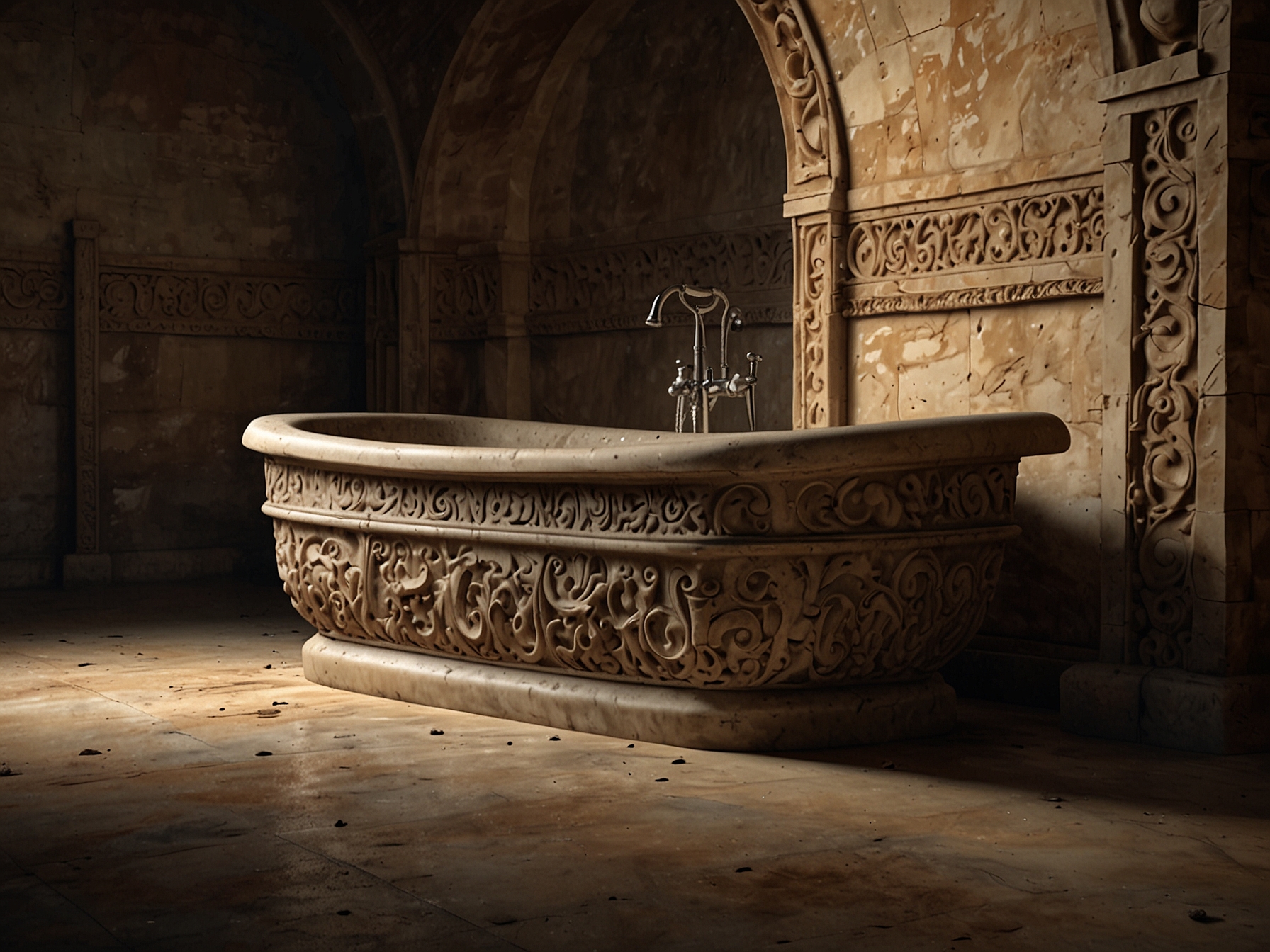 Archaeologists examining the site of the ancient Byzantine bathtub in Sbeitla, highlighting the significance of the discovery in understanding historical lifestyles and social classes.