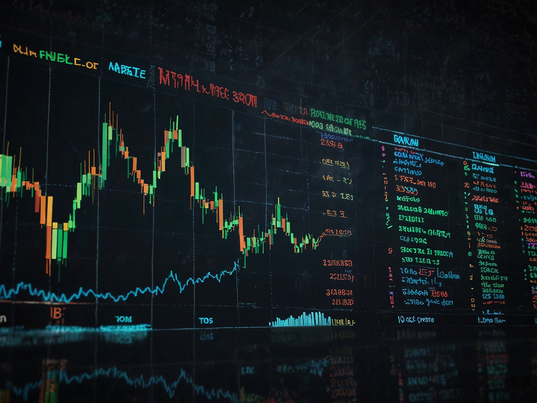 An image showing a stock market screen displaying a downward trend in Granules India shares, with financial graphs in the background indicating market volatility and investor concerns.