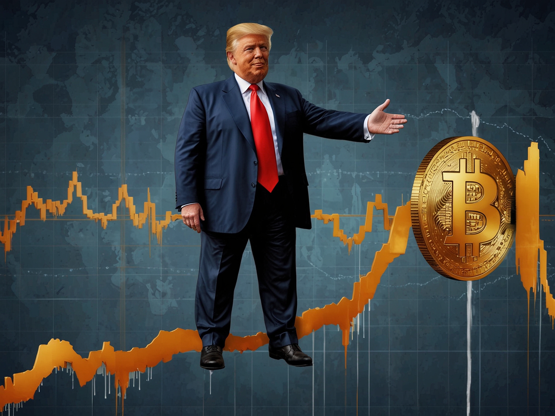 An emotional investor holding Bitcoin coins, with expressions of hope and anxiety, illustrating the rollercoaster journey of cryptocurrency investment amidst regulatory changes.