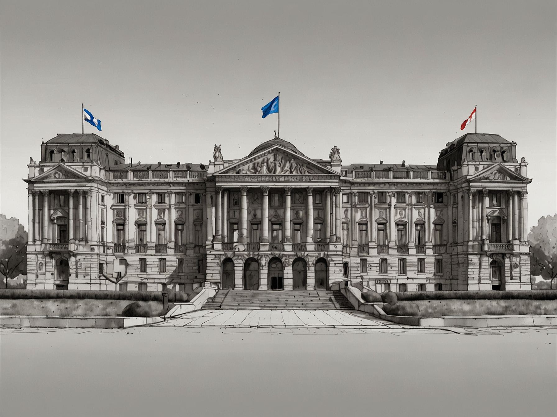 An image depicting the French Parliament building, symbolizing the political turmoil and no-confidence vote leading to Michel Barnier's resignation.