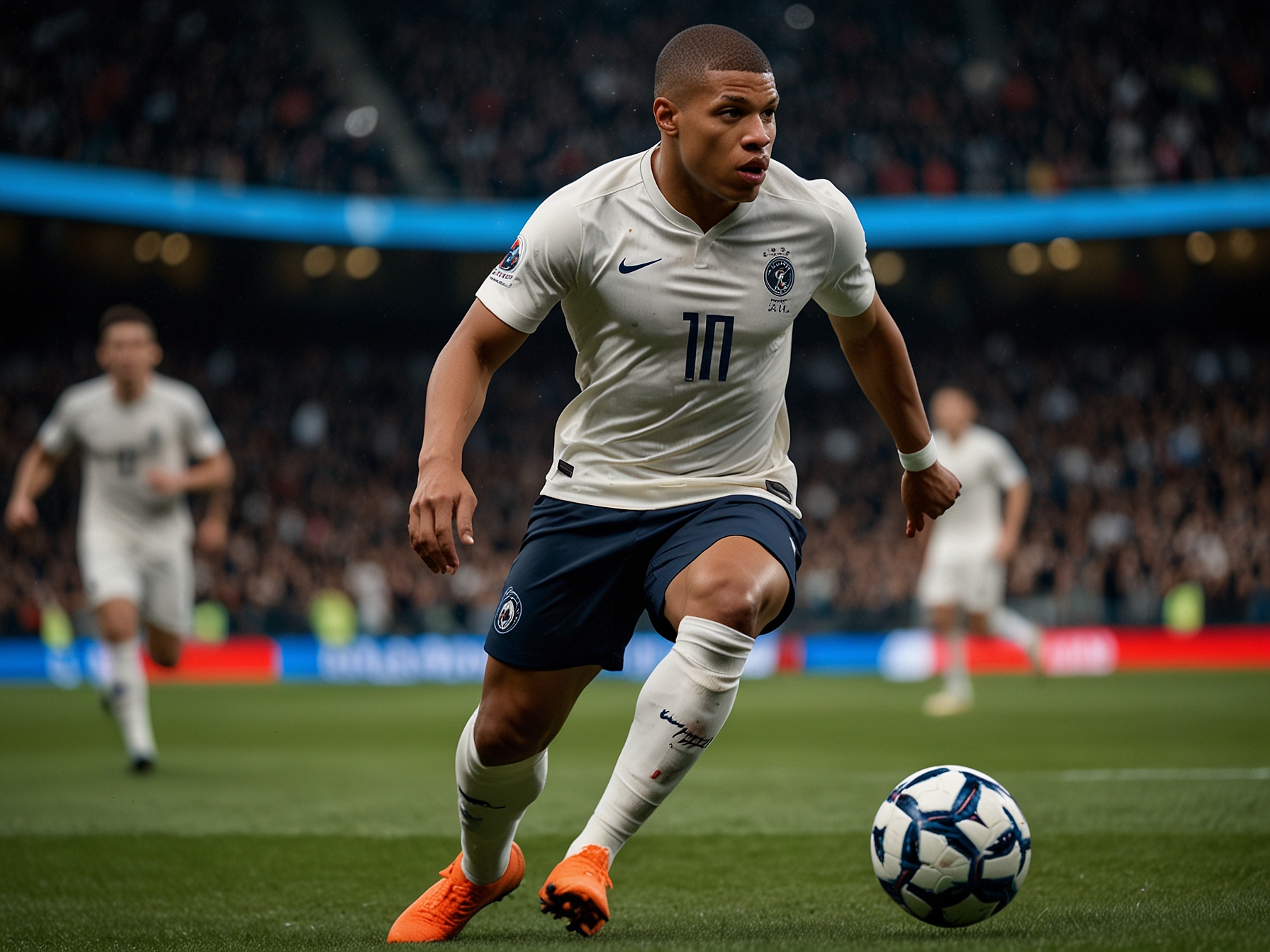 A candid image of Mbappé and Valverde discussing strategies post-match, showcasing their camaraderie and shared commitment to accountability and improvement in the wake of criticism.