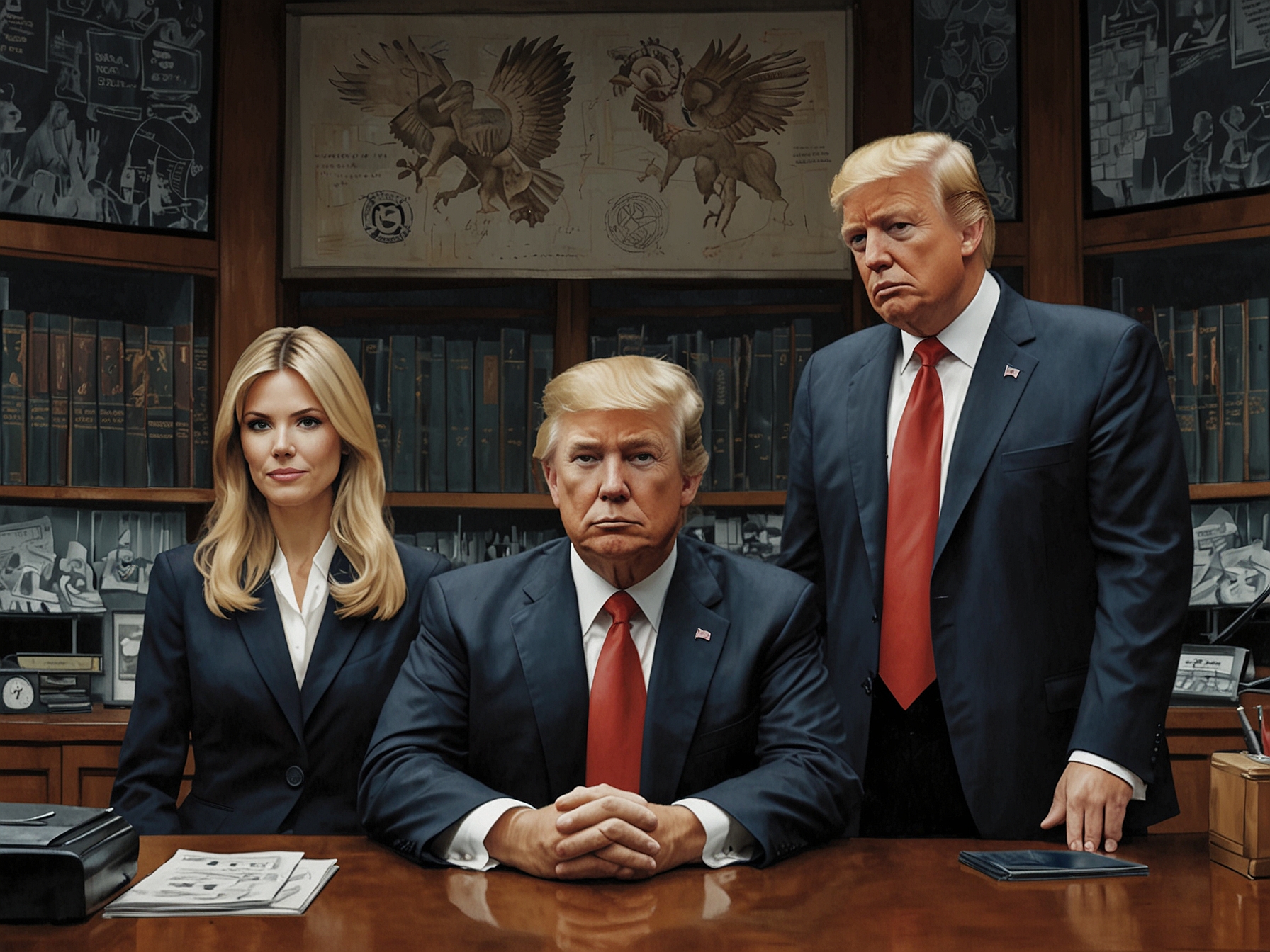 A visual representation of the potential impact of Trump's appointees on everyday Americans, featuring symbolic depictions of tax forms, small businesses, and social security cards.