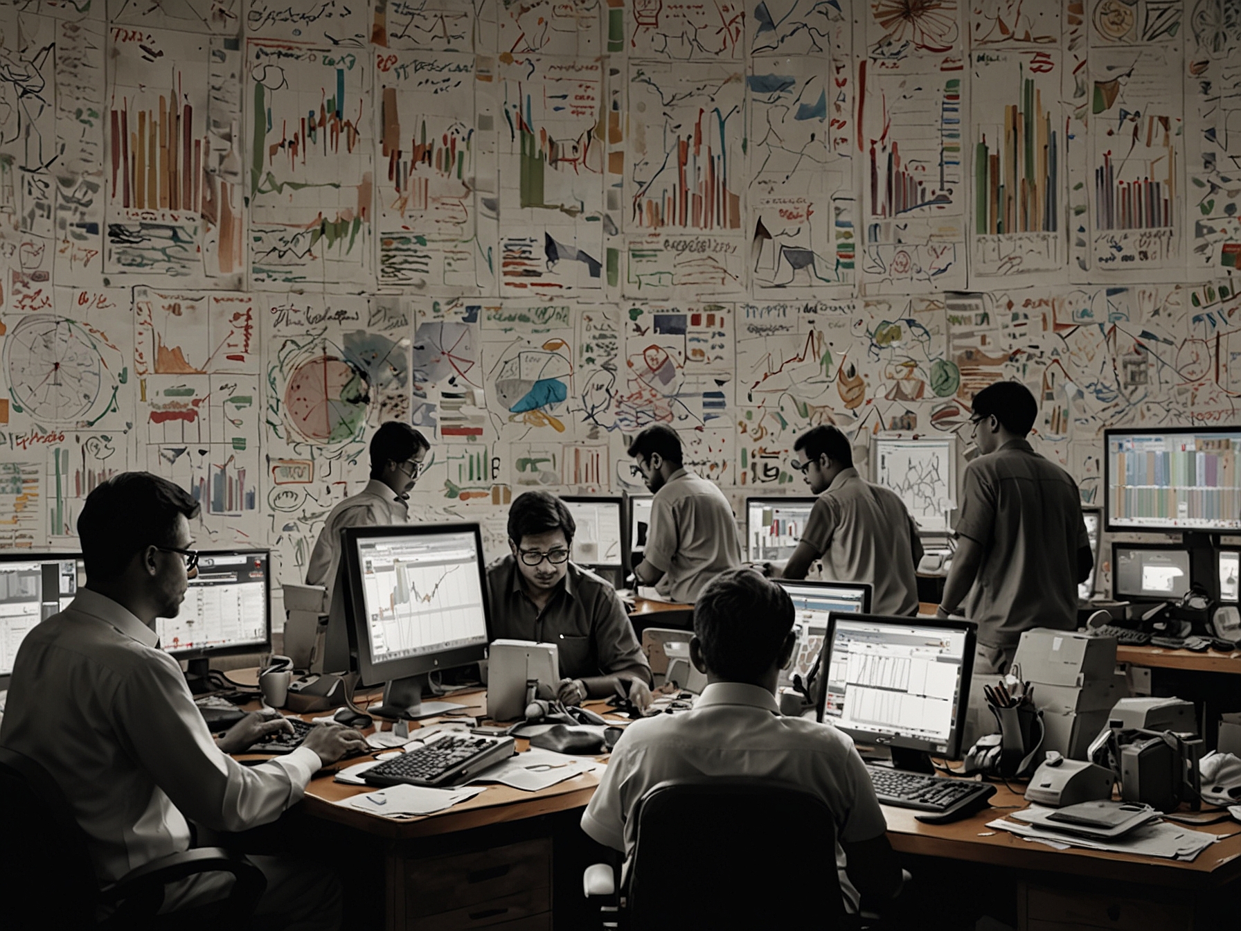 A collage depicting India's vibrant economy with visuals of bustling markets, tech offices, and a backdrop of financial charts symbolizing rate cuts and market impacts.