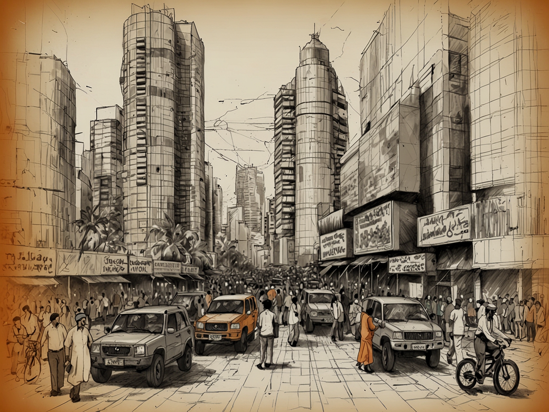 An infographic illustrating the interconnection of global economies, highlighting India's role as an emerging market and its effects on international investments.
