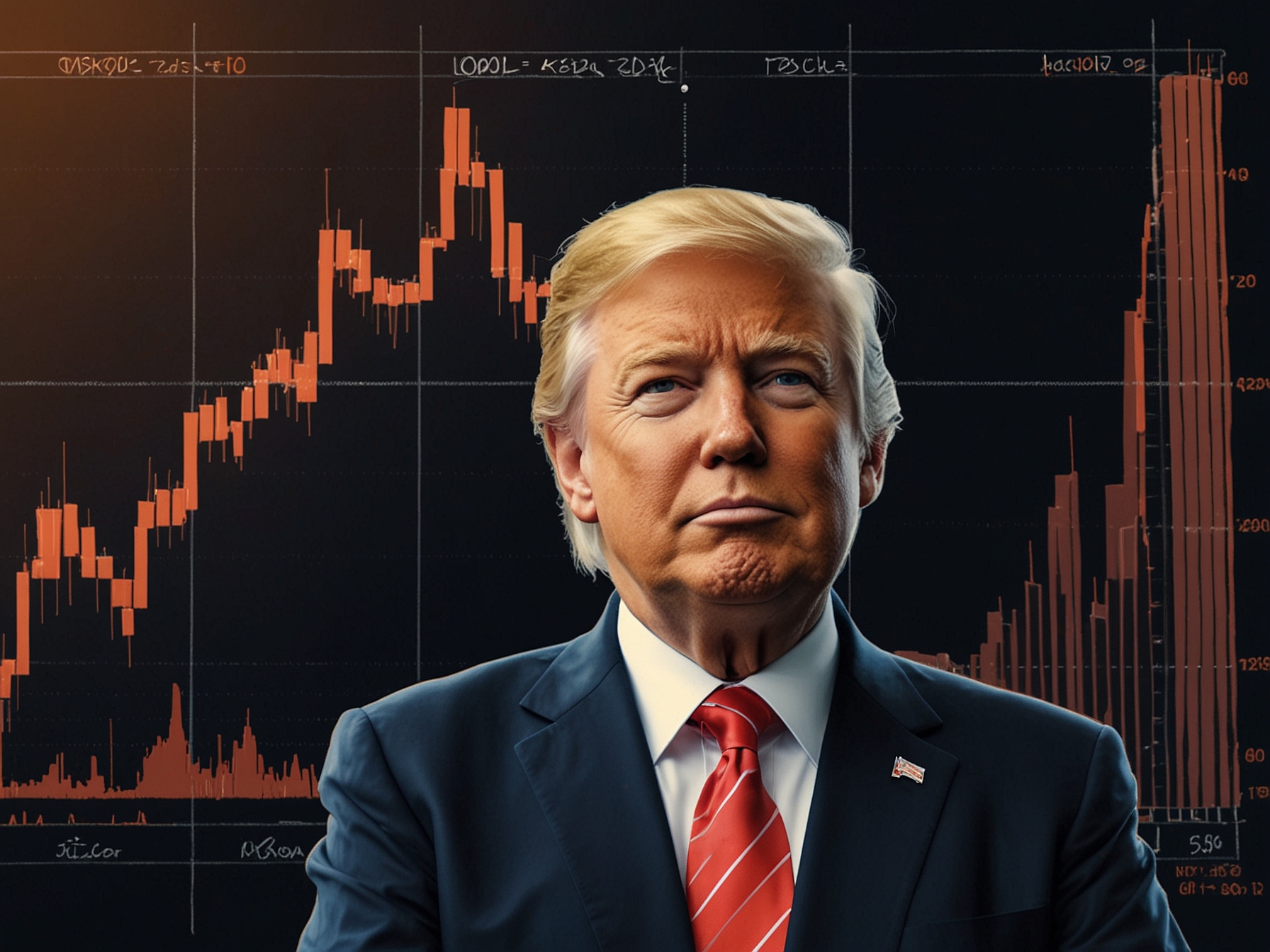 An upward graph illustrating Bitcoin's surge past $100,000, with images of President Trump and Paul Atkins, highlighting the connection between political shifts and cryptocurrency growth.