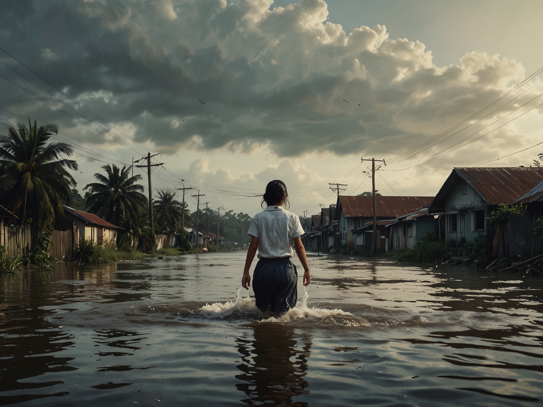 The community of Kampung Mariuk works together to clean up the aftermath of severe flooding, illustrating the strength and unity of residents in restoring their homes and lives.