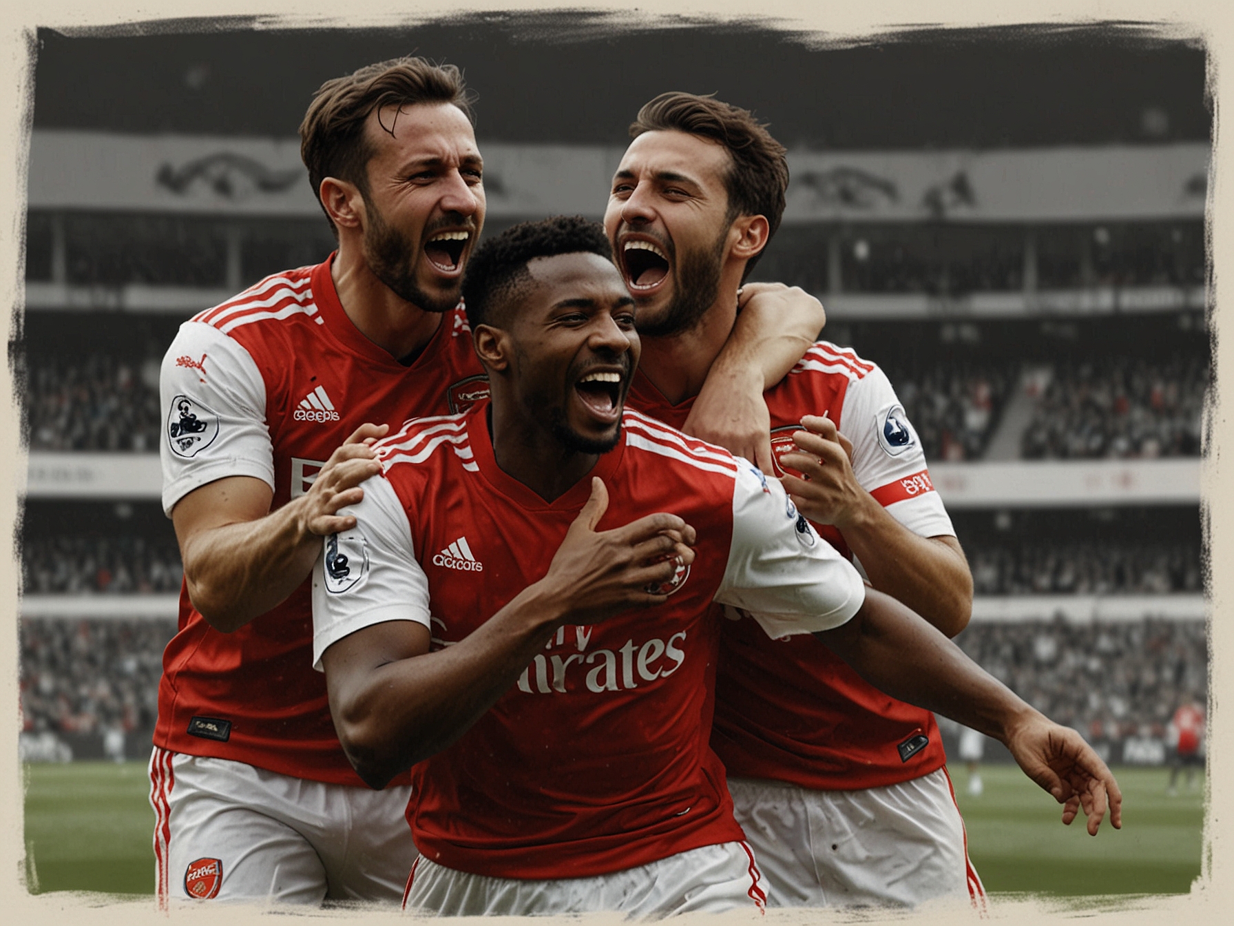 Jurriën Timber and William Saliba acknowledge the fans after scoring, symbolizing Arsenal's resurgence in the league and their focus on set-piece prowess.
