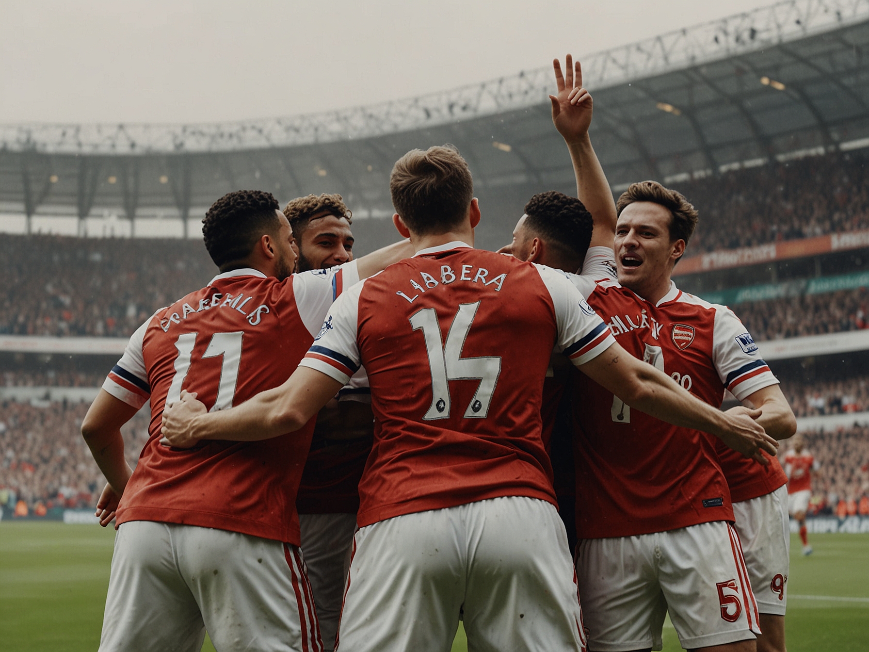 Ruben Amorim on the sidelines passionately coaching his players during the match against Arsenal, embodying his energetic approach and commitment to improving Manchester United.